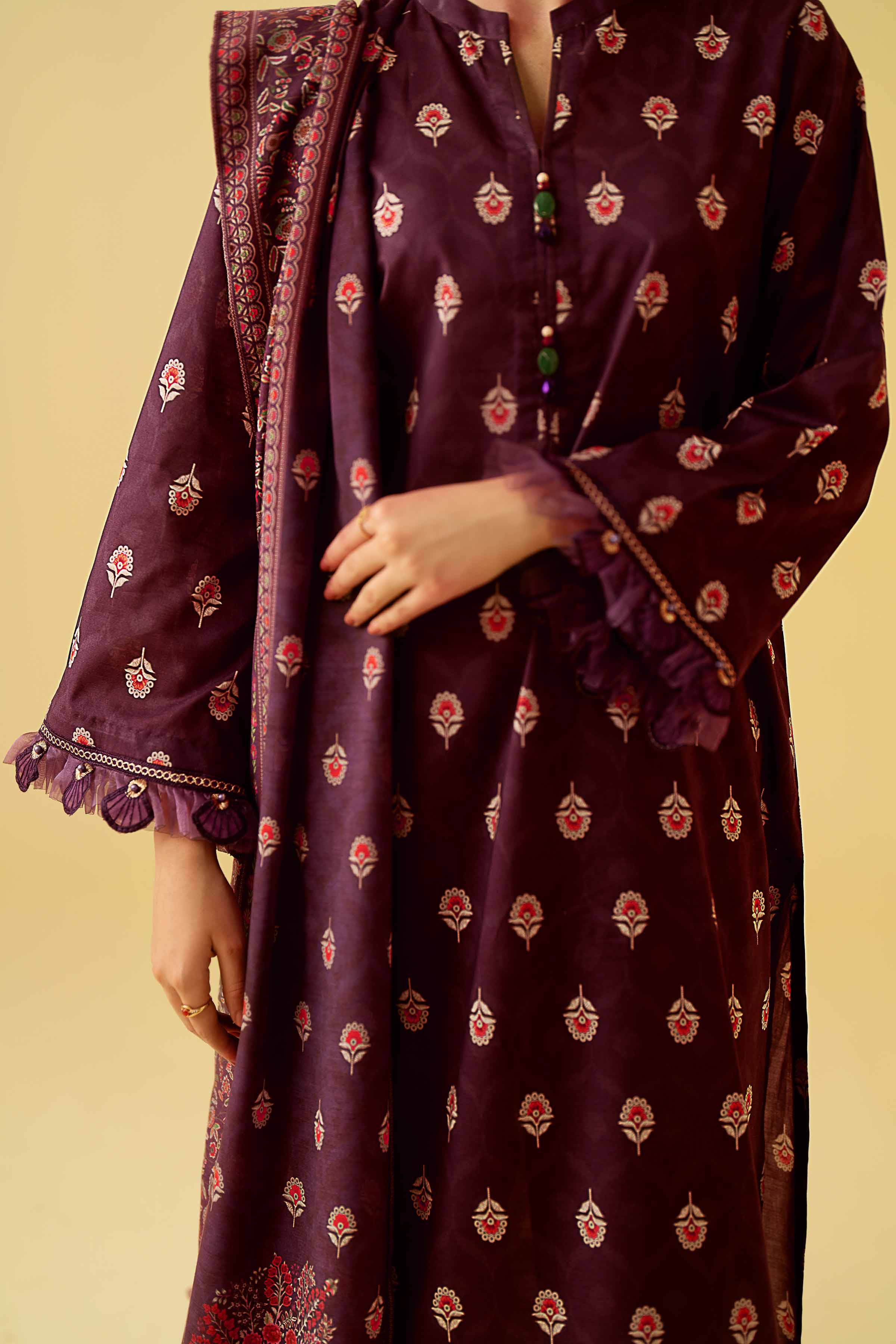 2 Piece - Printed Embroidered Suit - 42401575 - Image 4