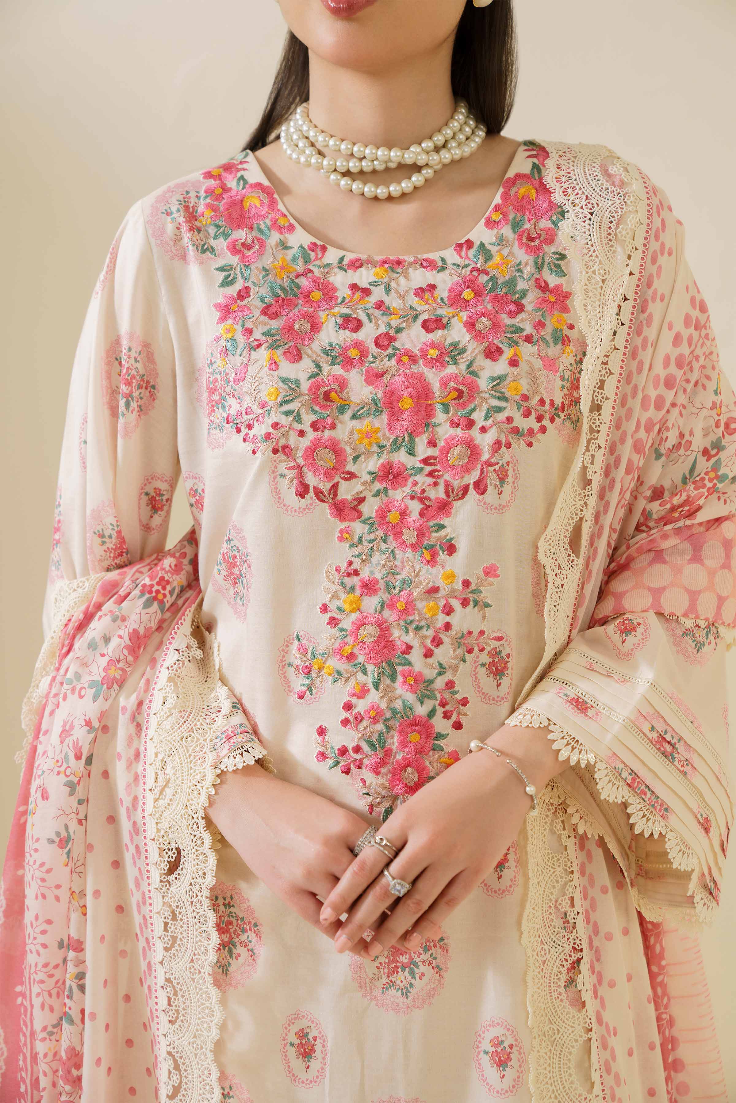 3 Piece - Printed Embroidered Suit - 42401707 - Image 4