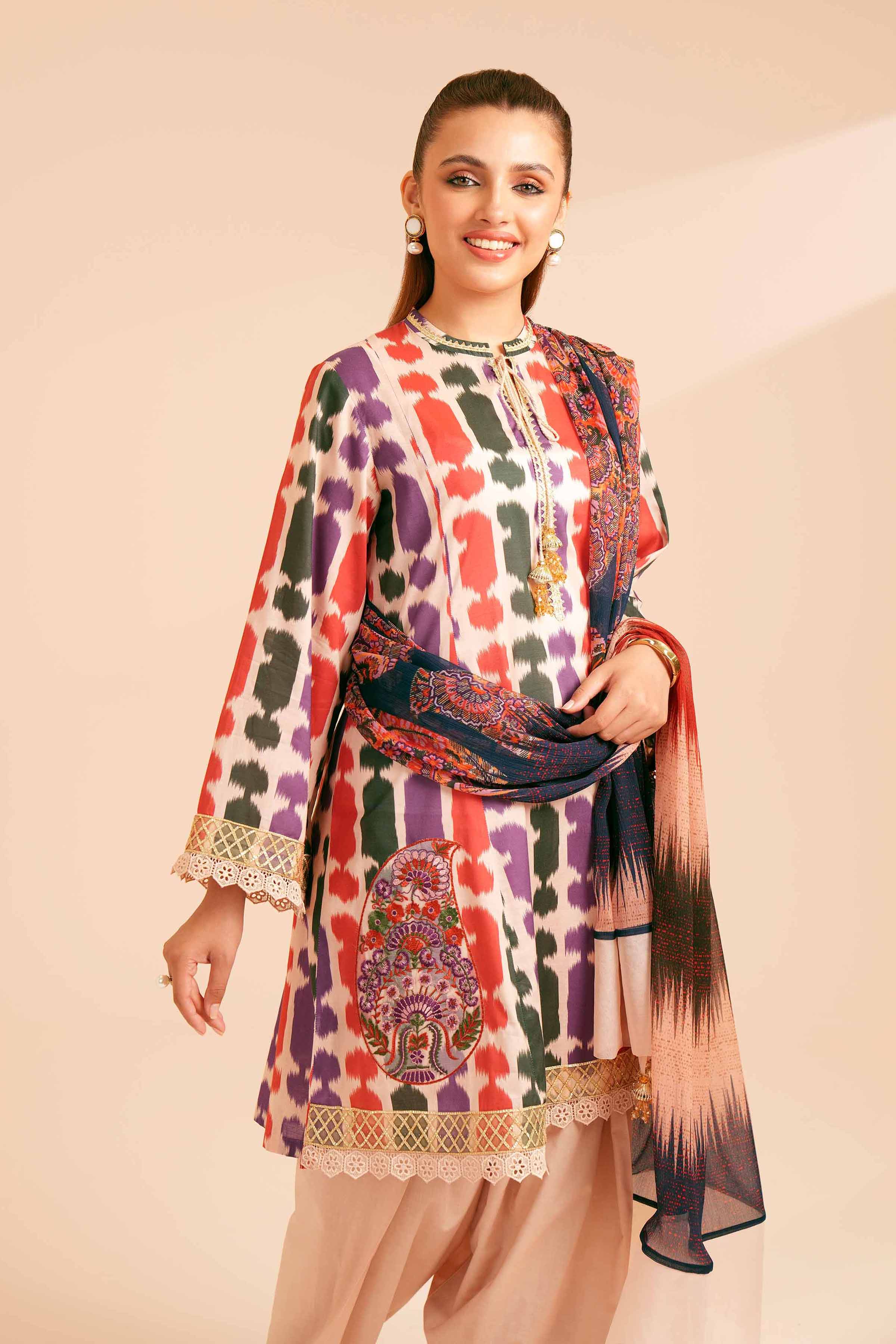 2 Piece - Printed Embroidered Suit - 42401771 - Image 2