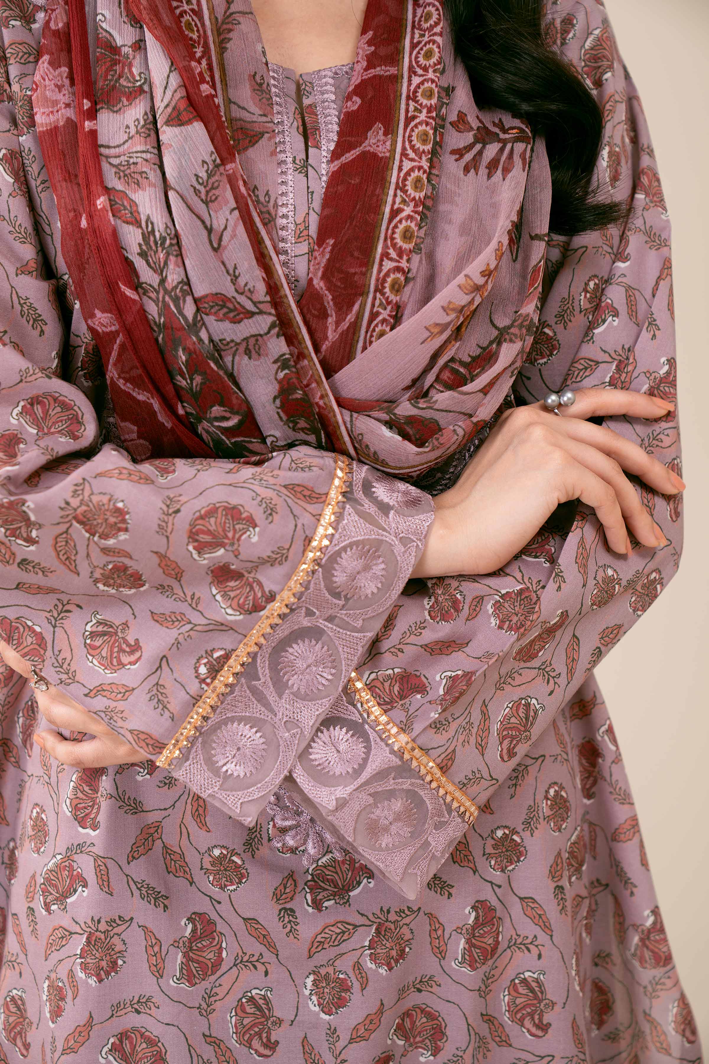 3 Piece - Printed Embroidered Suit - 42401805 - Image 4
