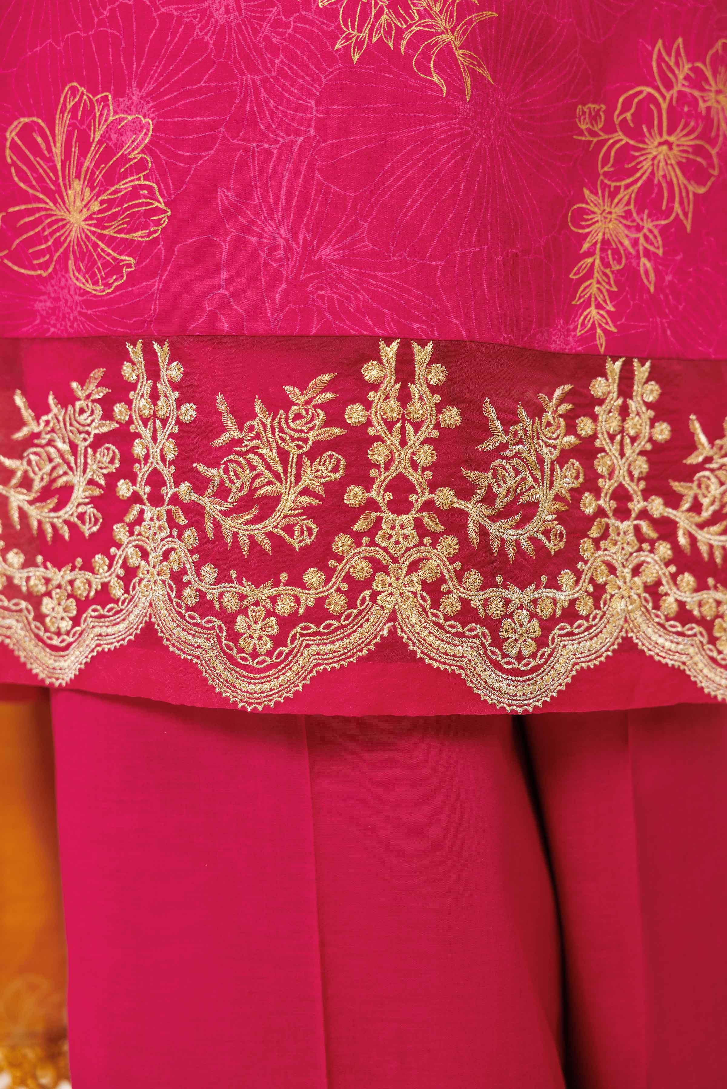 3 Piece - Gold Printed Embroidered Suit - 42401858 - Image 4
