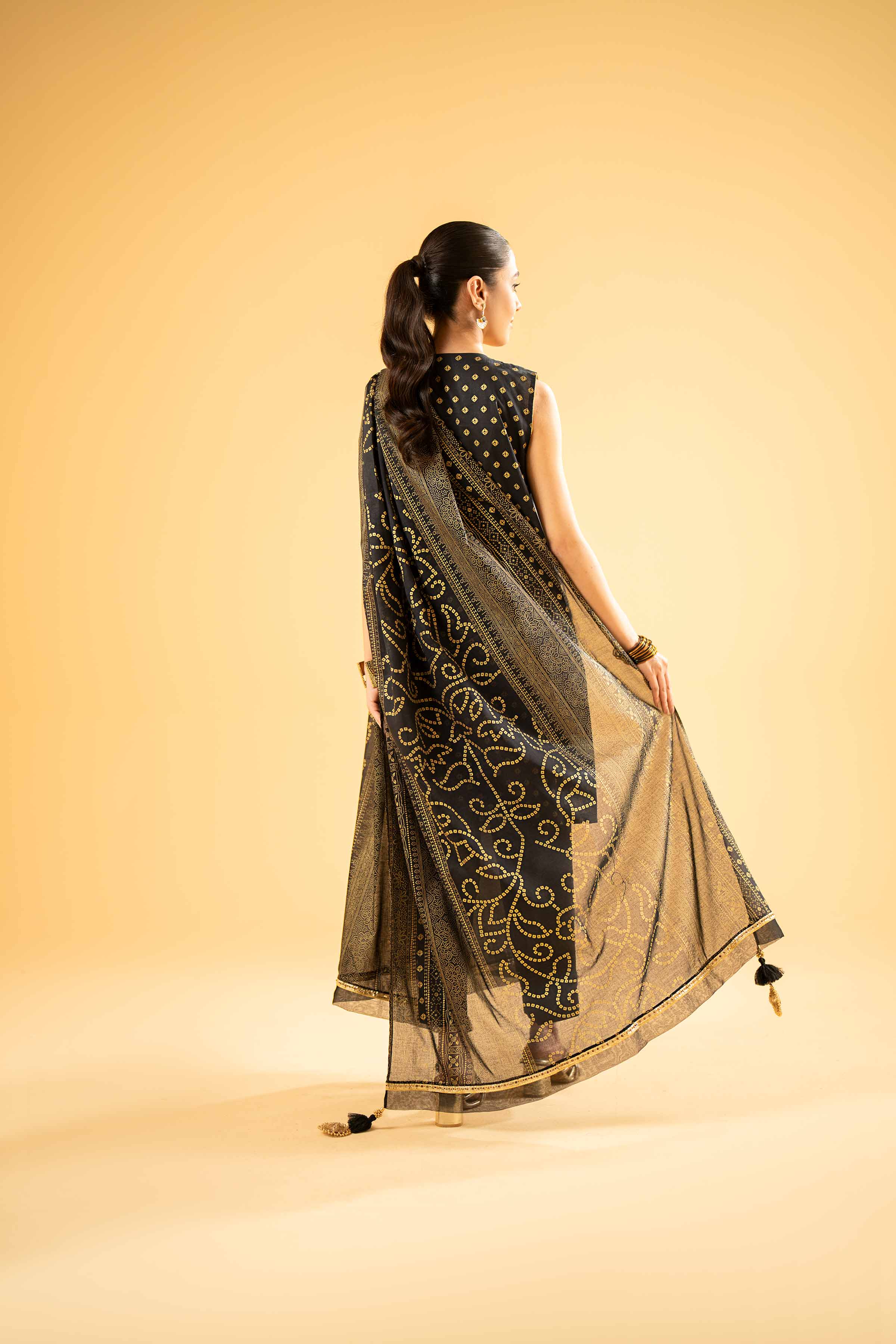 3 Piece - Gold Printed Embroidered Suit - 42401861 - Image 3