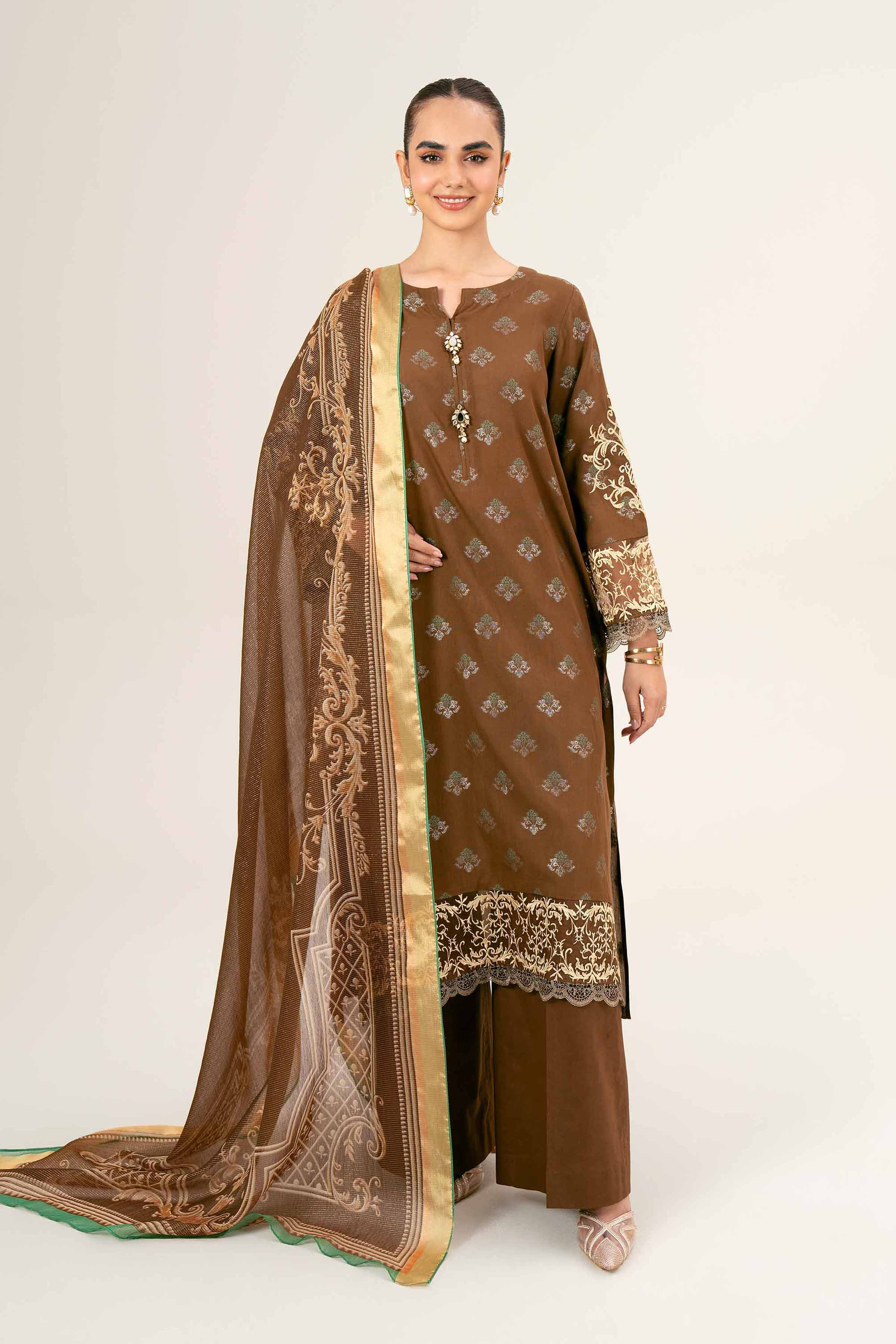 3 Piece - Jacquard Embroidered Suit - 42401930 - Image 2