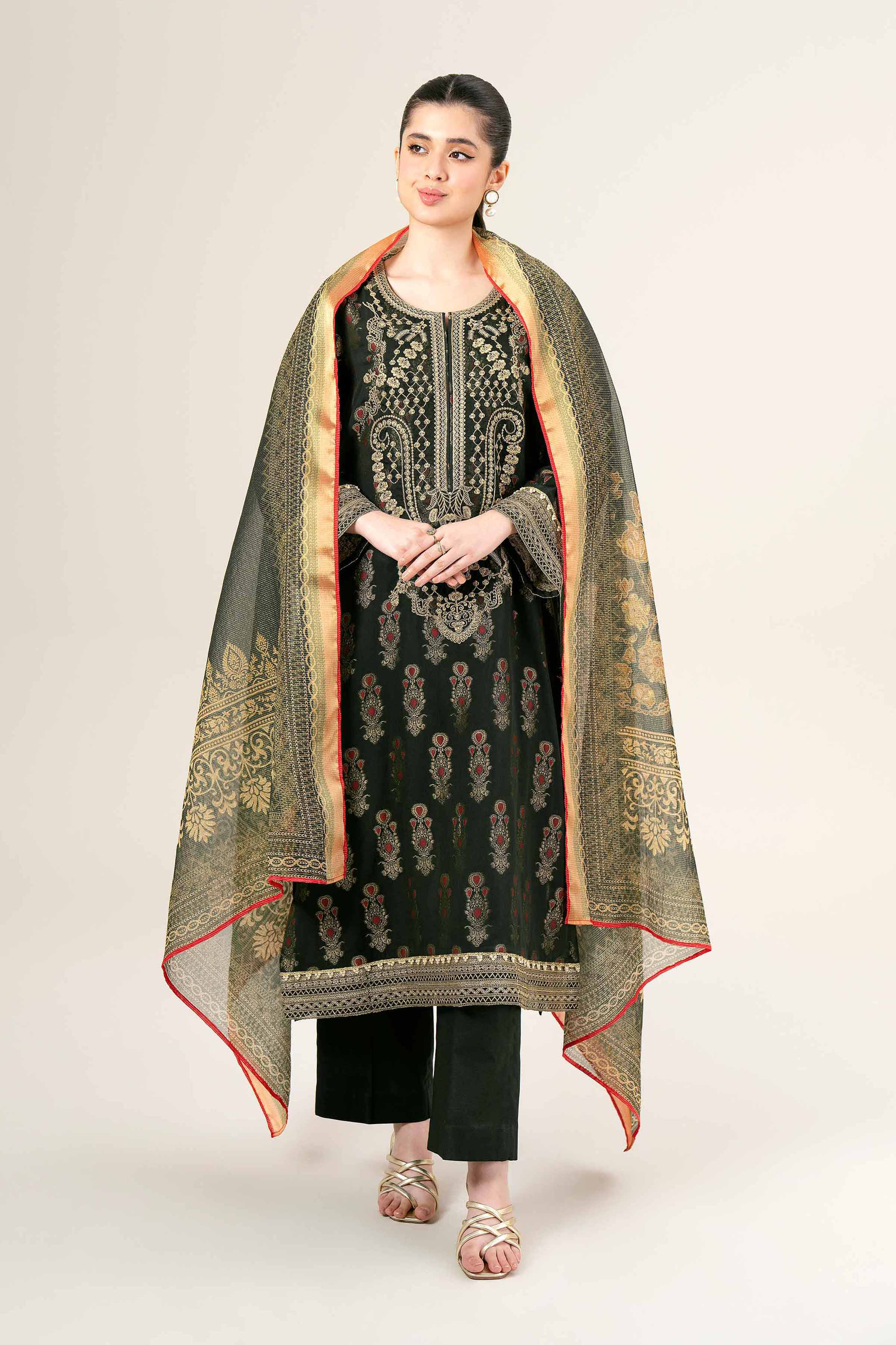 3 Piece - Jacquard Embroidered Suit - 42401932 - Image 2