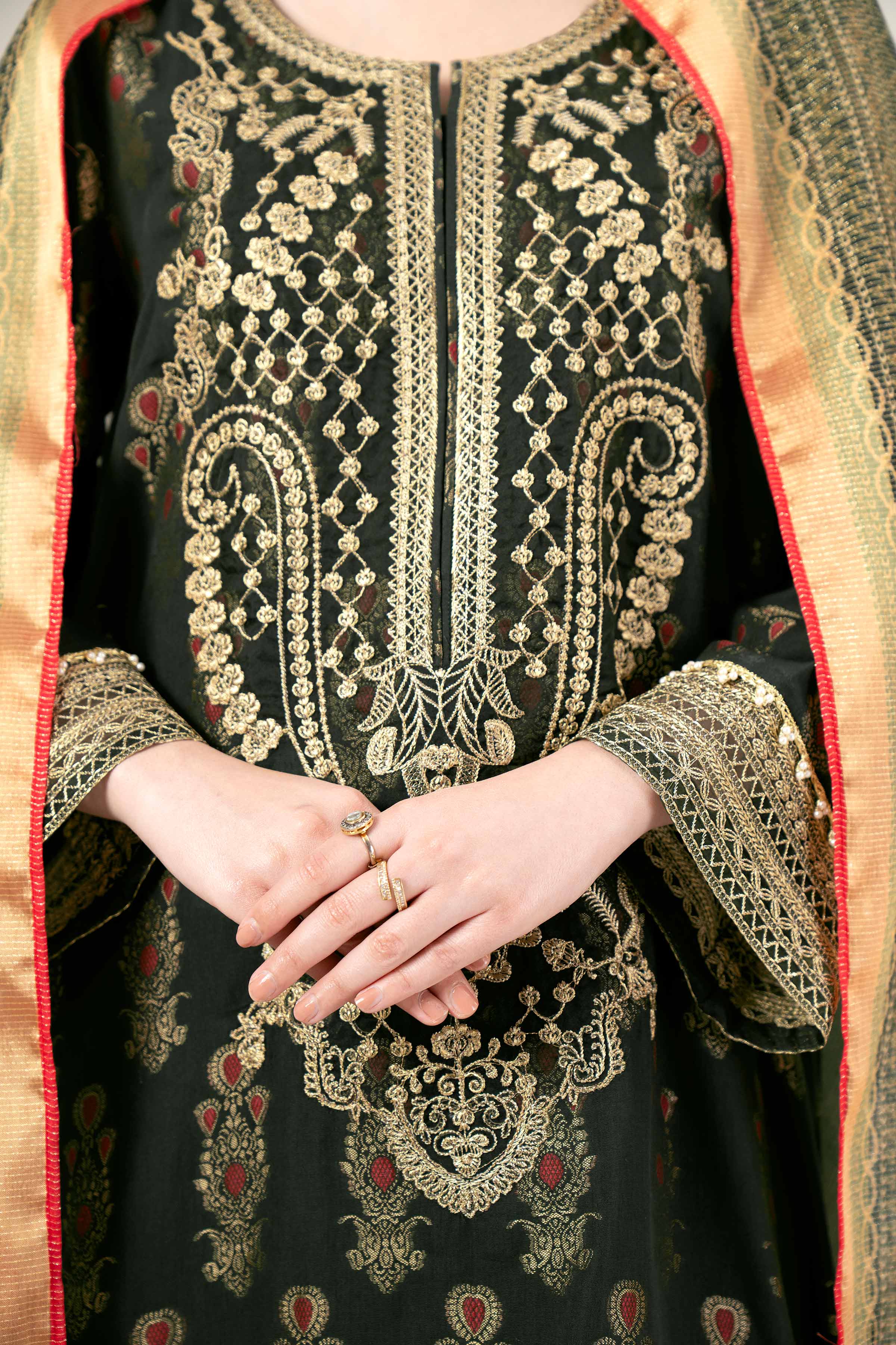 3 Piece - Jacquard Embroidered Suit - 42401932 - Image 4