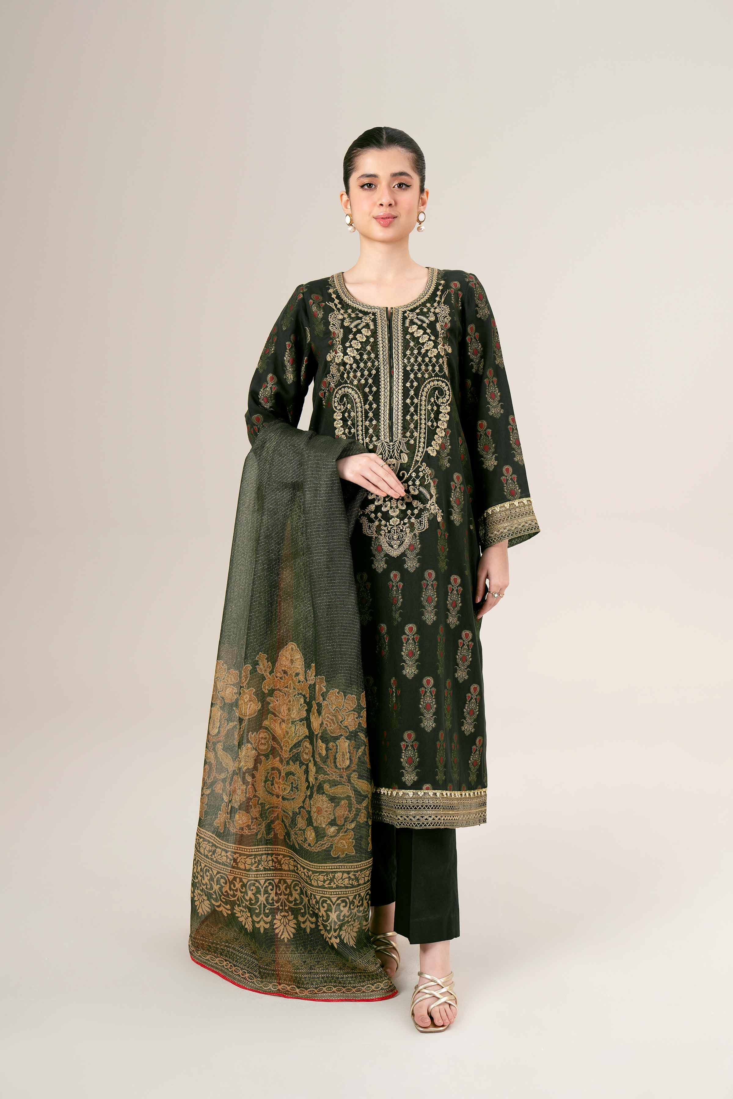 3 Piece - Jacquard Embroidered Suit - 42401932 - Image 6