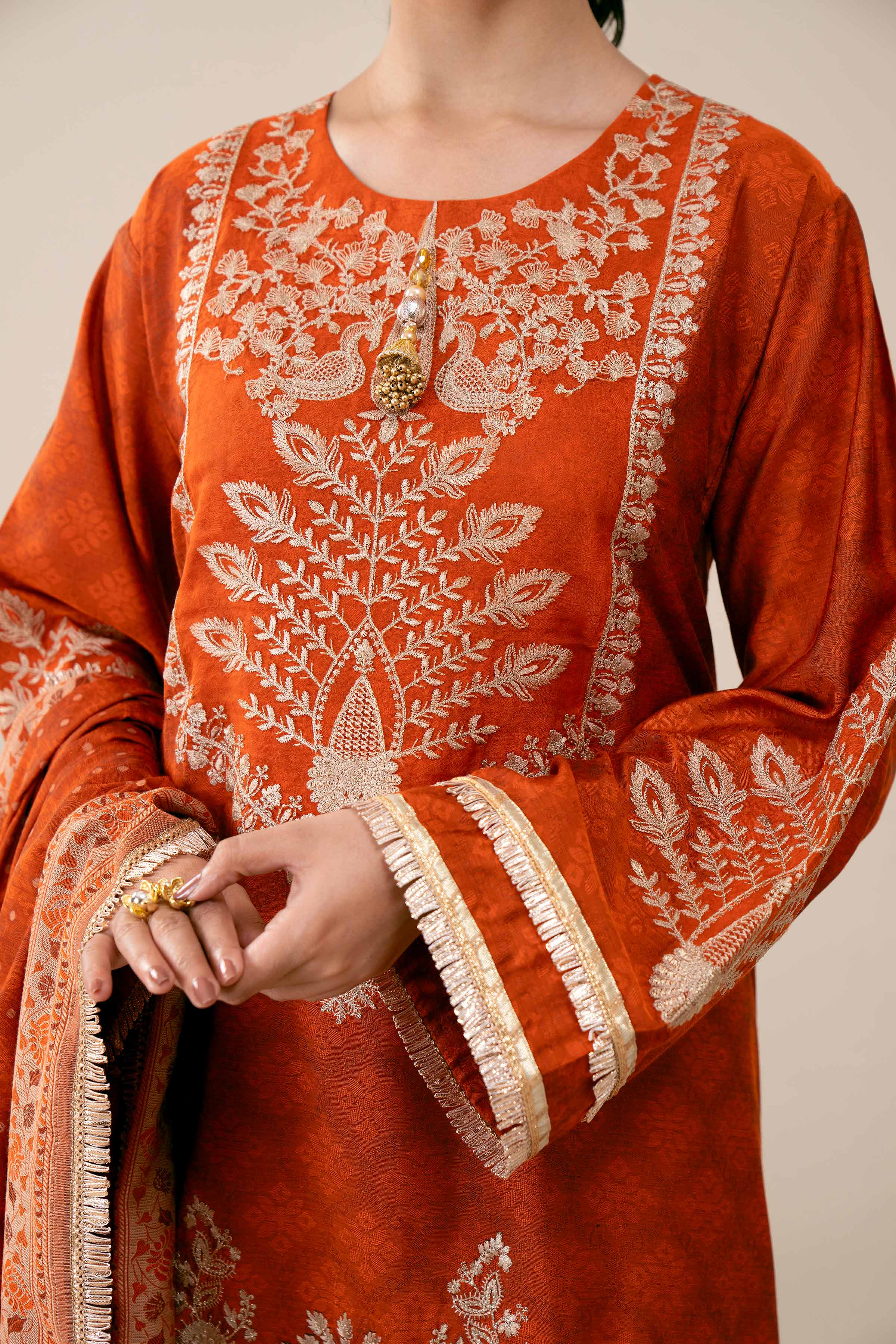 3 Piece - Yarn Dyed Embroidered Suit - 42401977 - Image 4