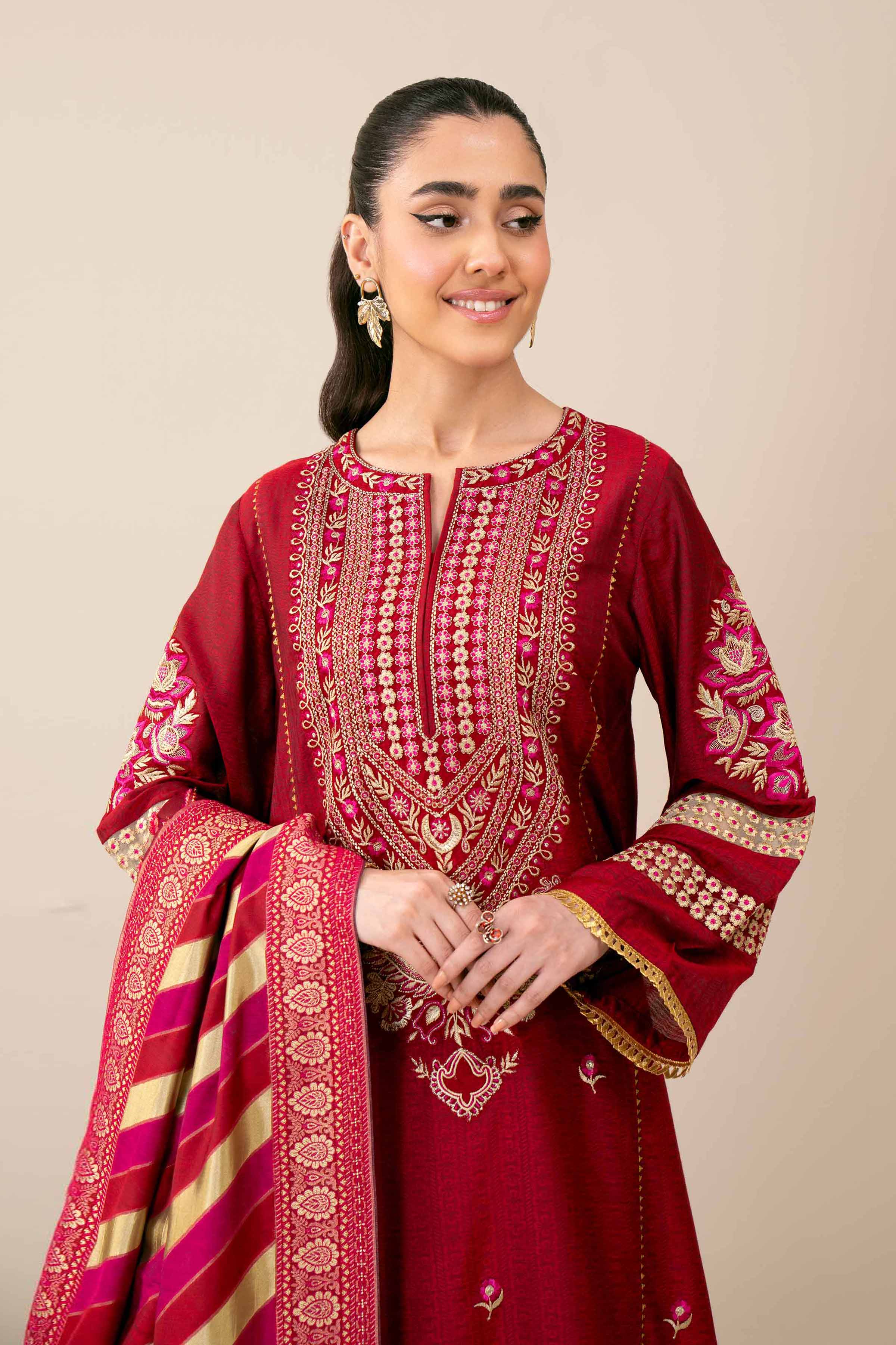 3 Piece - Yarn Dyed Embroidered Suit - 42401981 - Image 4