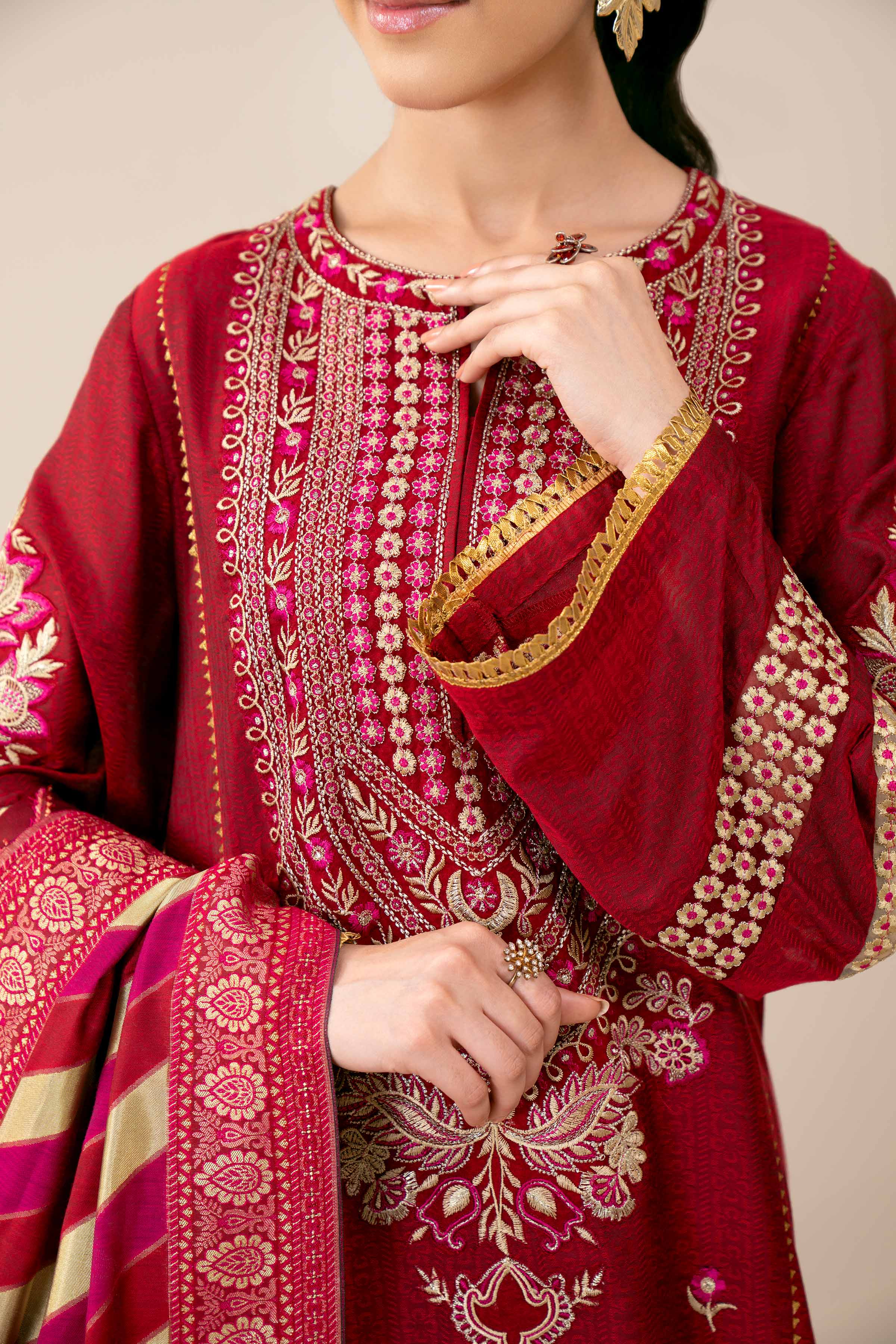3 Piece - Yarn Dyed Embroidered Suit - 42401981 - Image 7