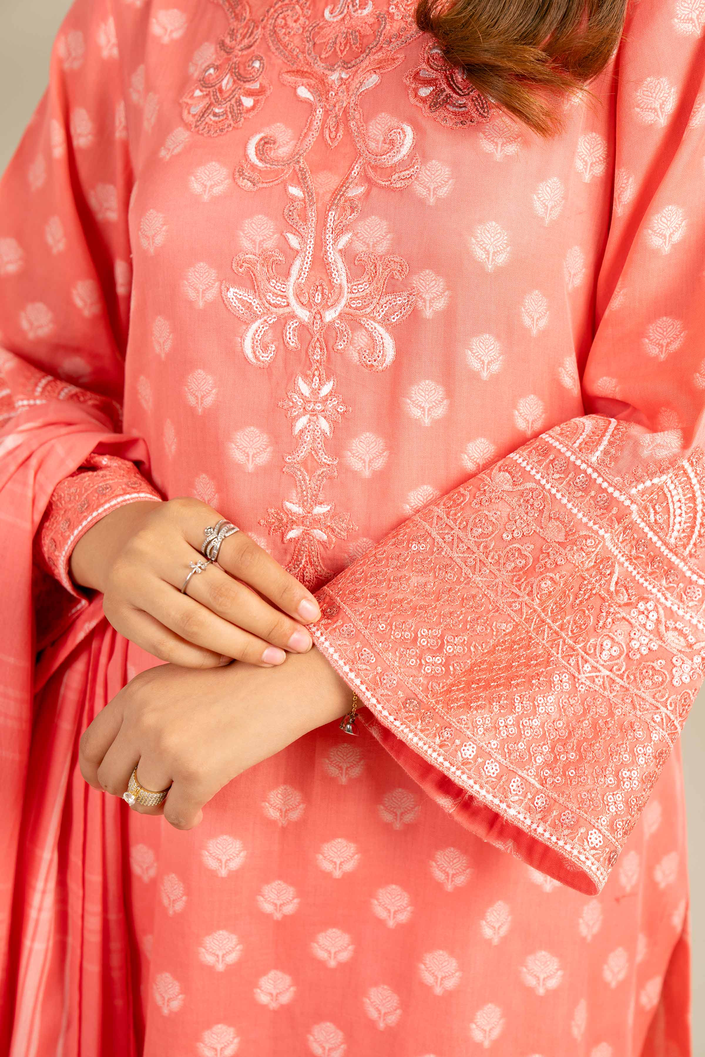 3 Piece - Yarn Dyed Embroidered Suit - 42402165 - Image 4