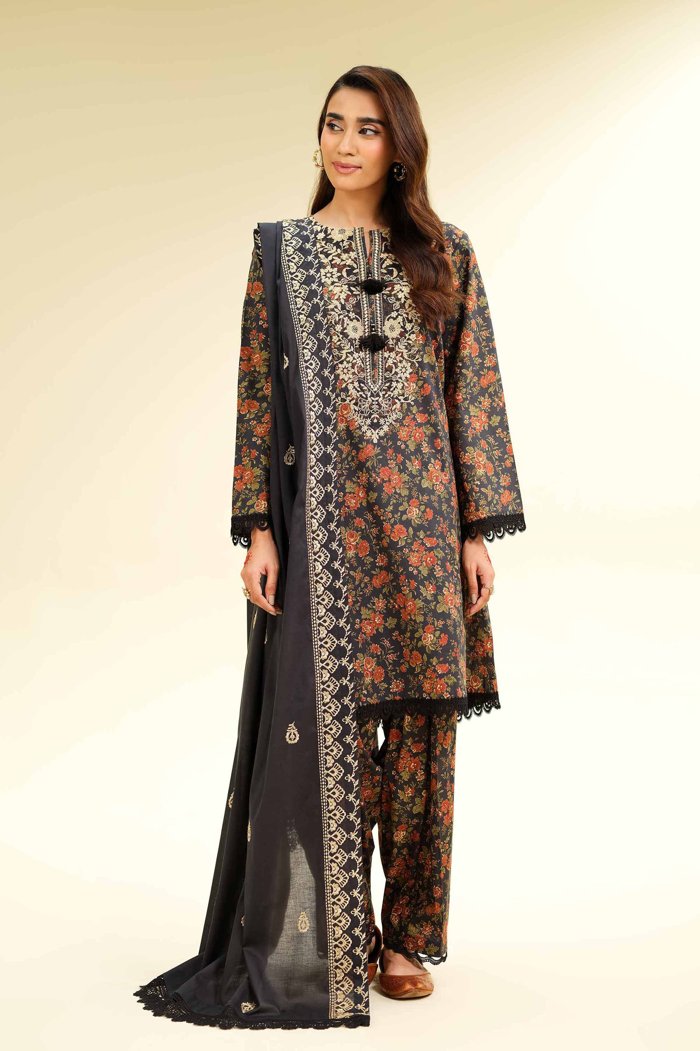 3 Piece - Printed Embroidered Suit - 42501356 - Image 2