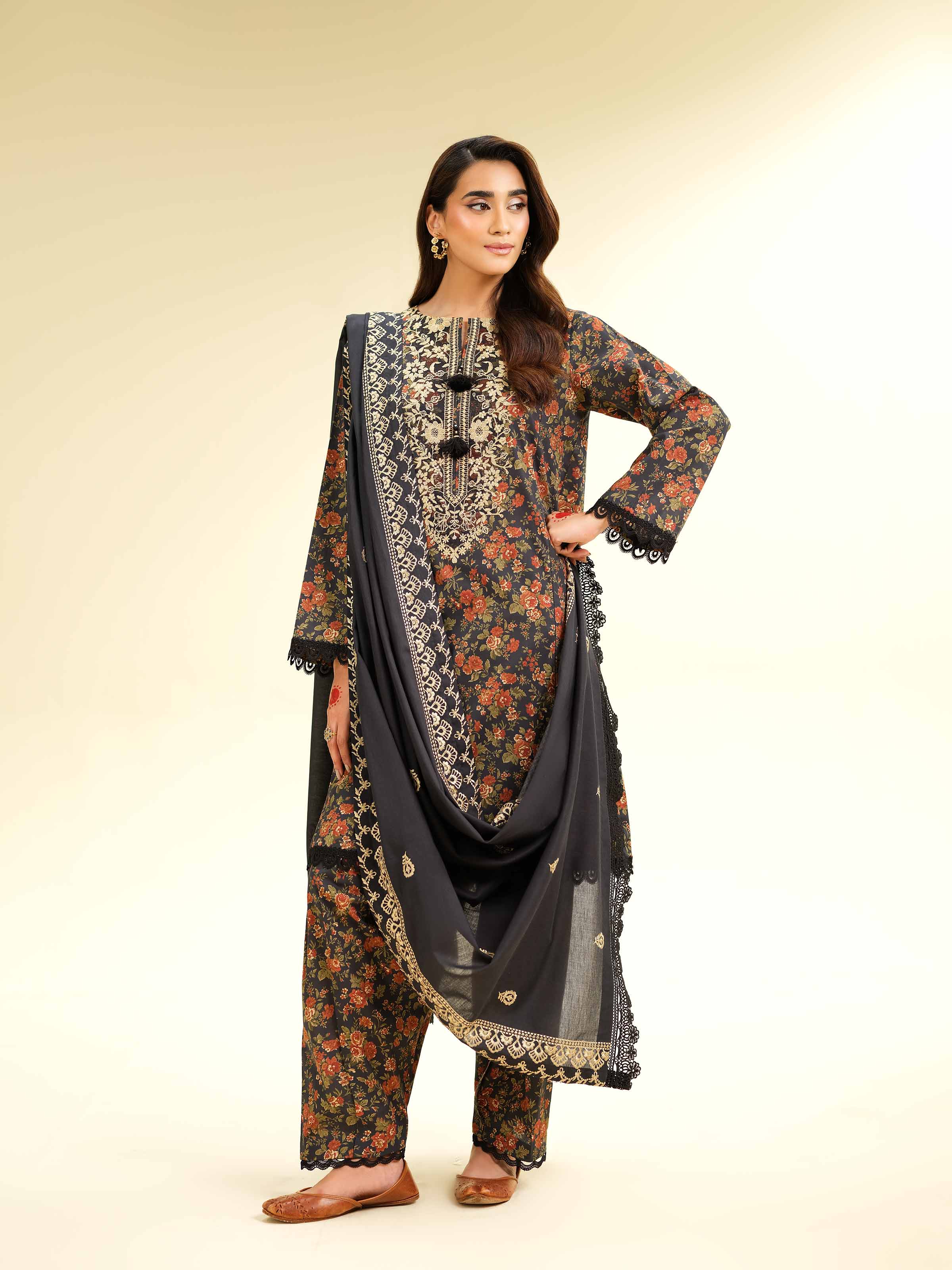3 Piece - Printed Embroidered Suit - 42501356 - Image 6