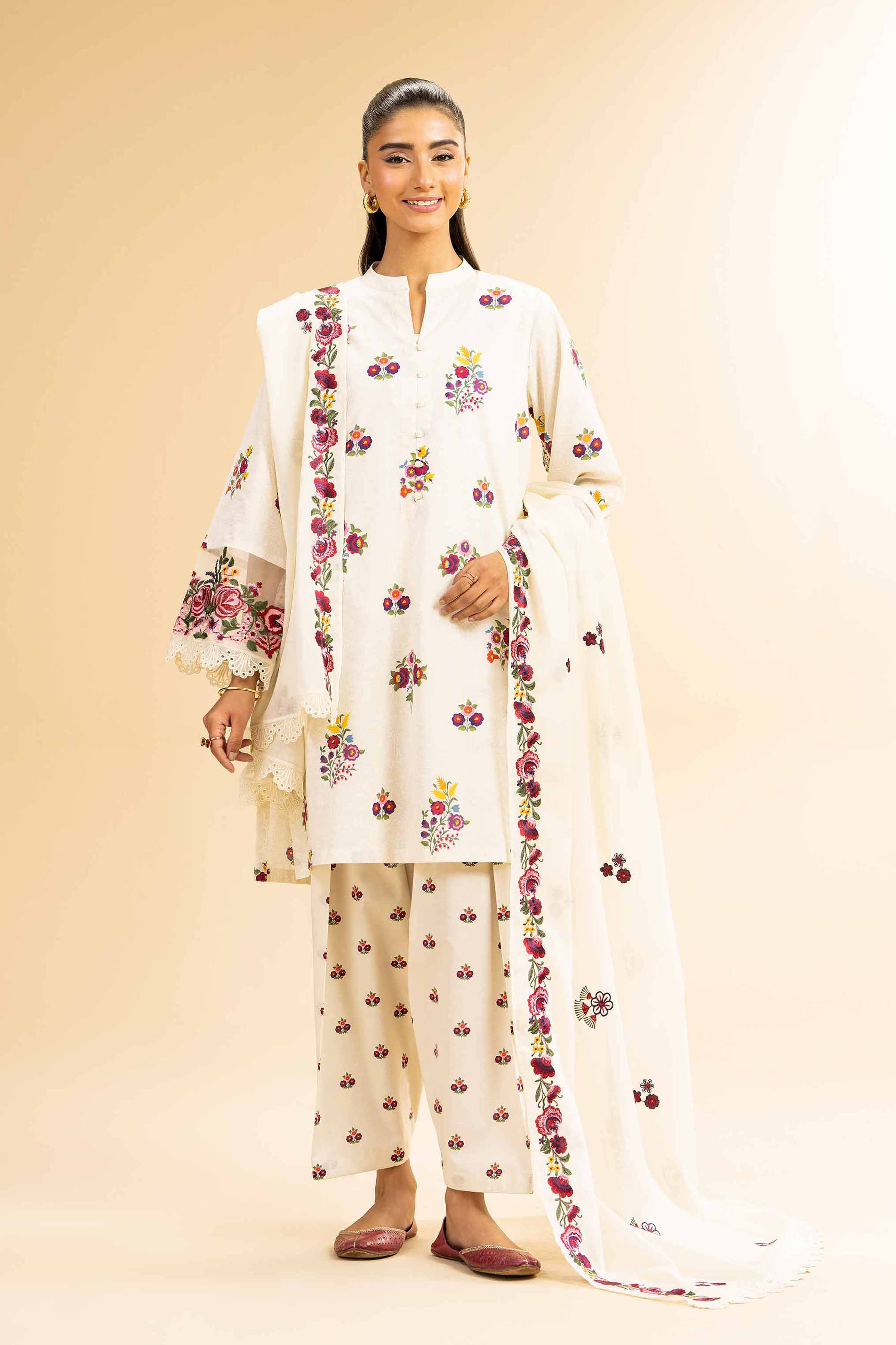 3 Piece - Printed Embroidered Suit - 42501358 - Image 2