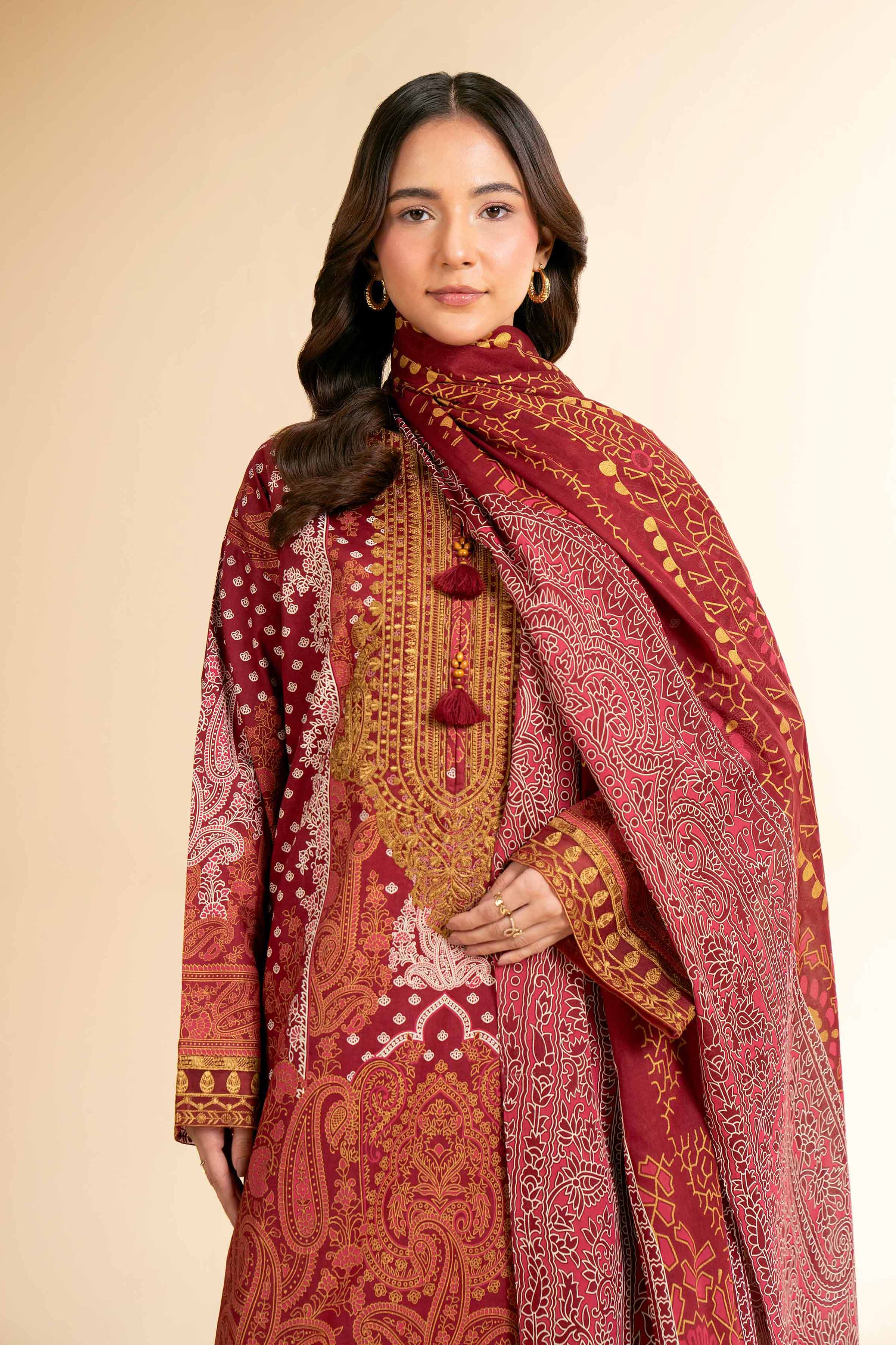 3 Piece - Flatbed Paste Embroidered Suit - 42501663 - Image 2