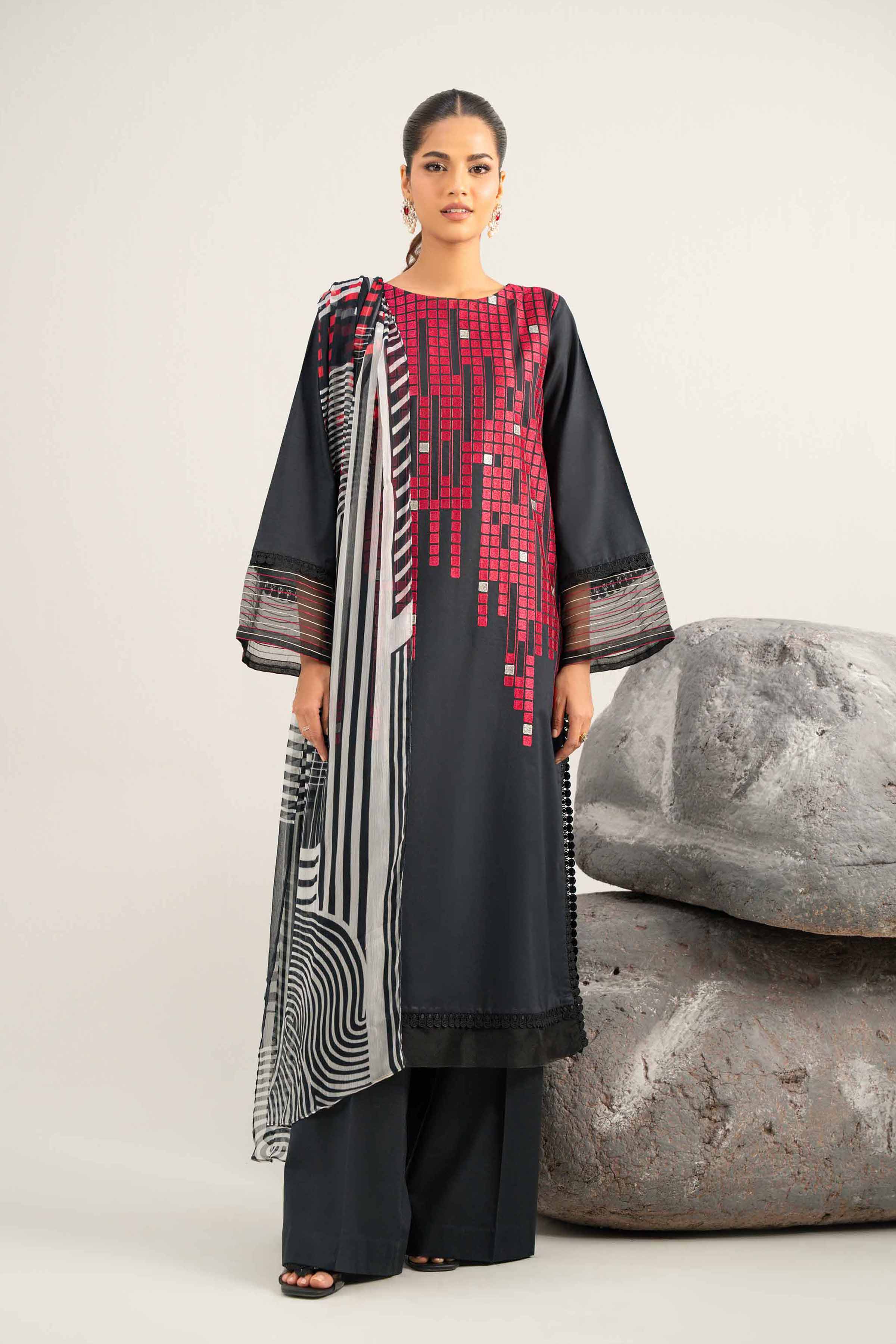 3 Piece - Dyed Printed Embroidered Suit - 42502026 - Image 4