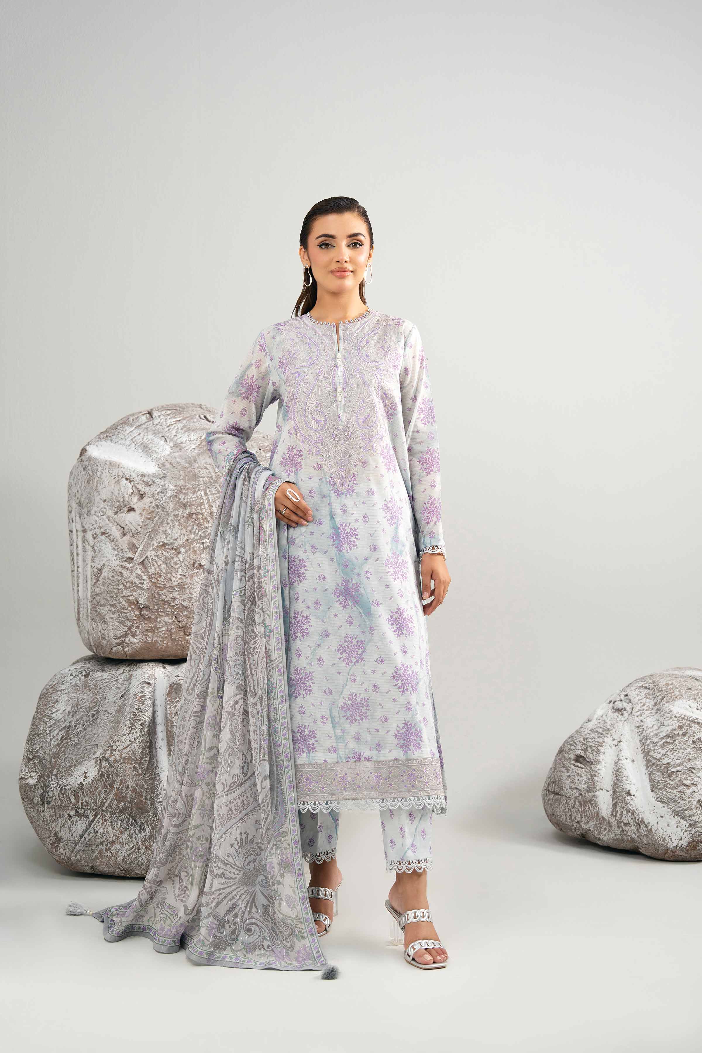 3 Piece - Digital Printed Embroidered Suit - 42502045 - Image 5