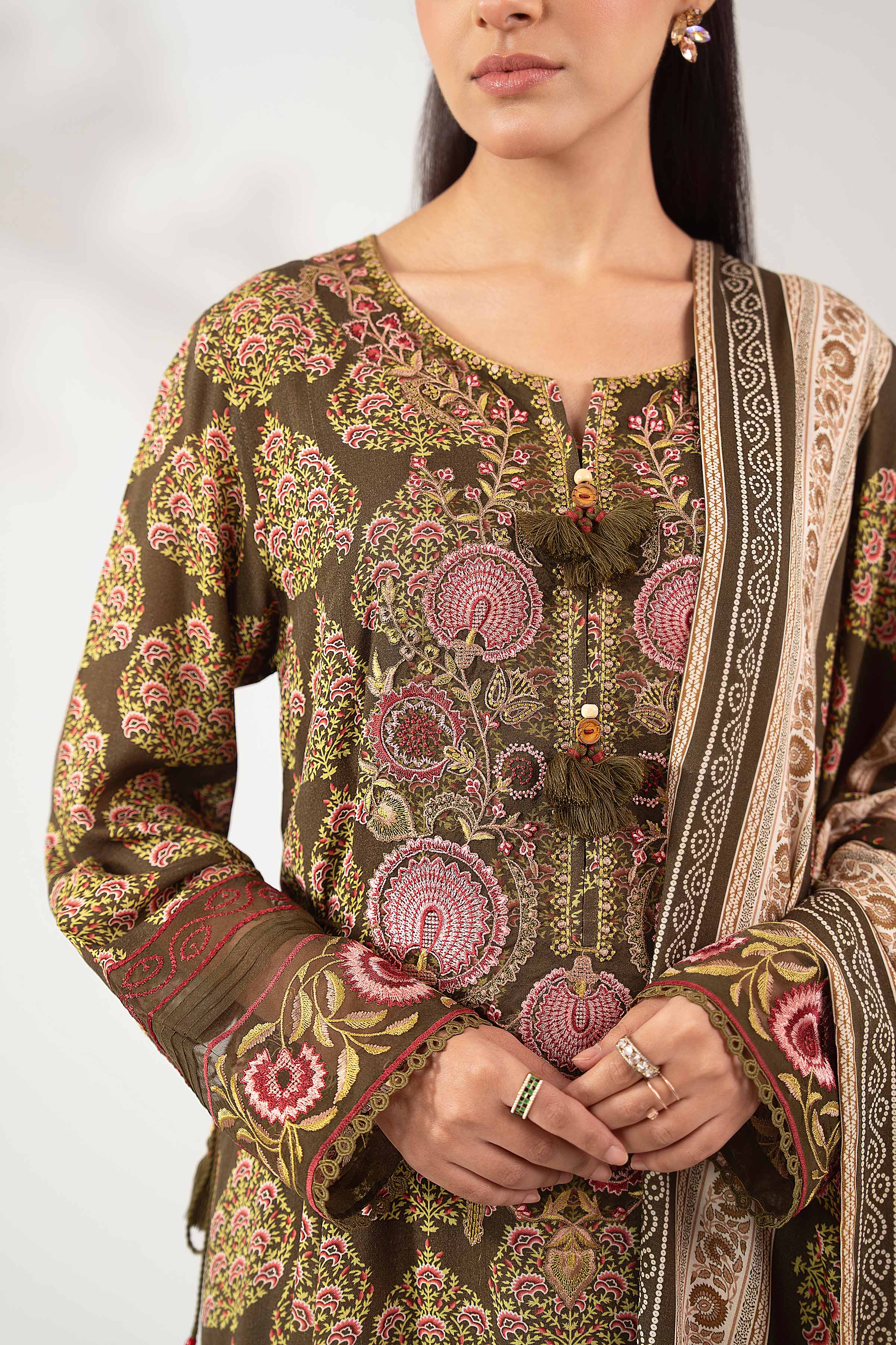 3 Piece - Printed Embroidered Suit - 42502367 - Image 5