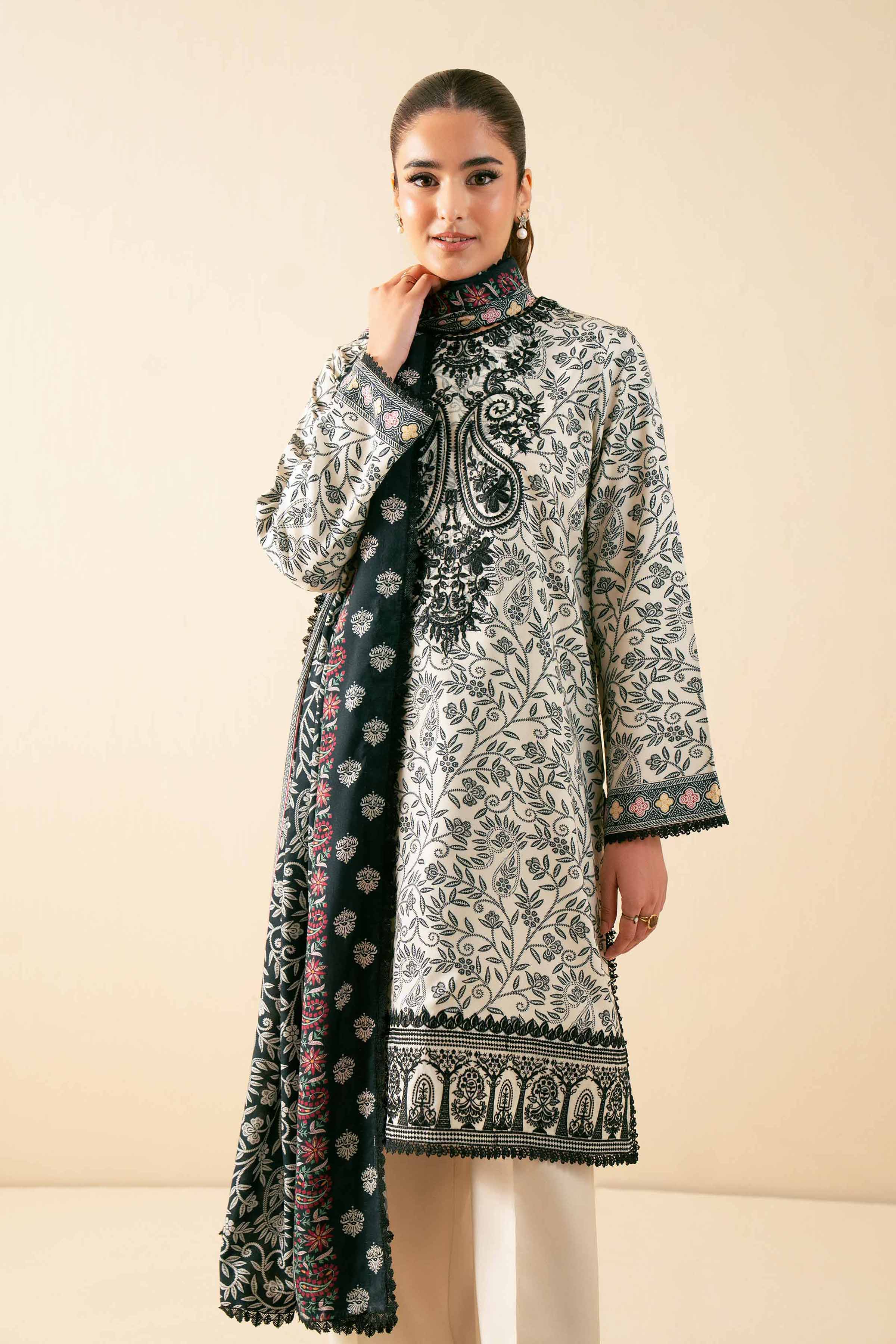3 Piece - Printed Embroidered Suit - 42502615