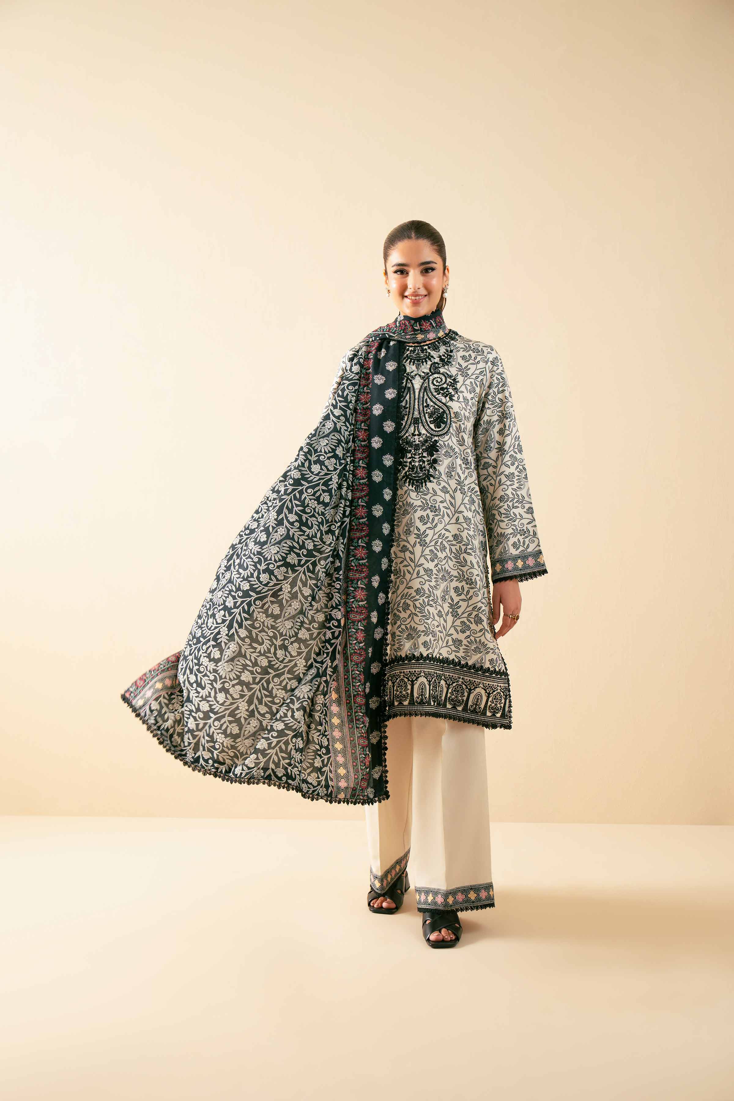 3 Piece - Printed Embroidered Suit - 42502615 - Image 5
