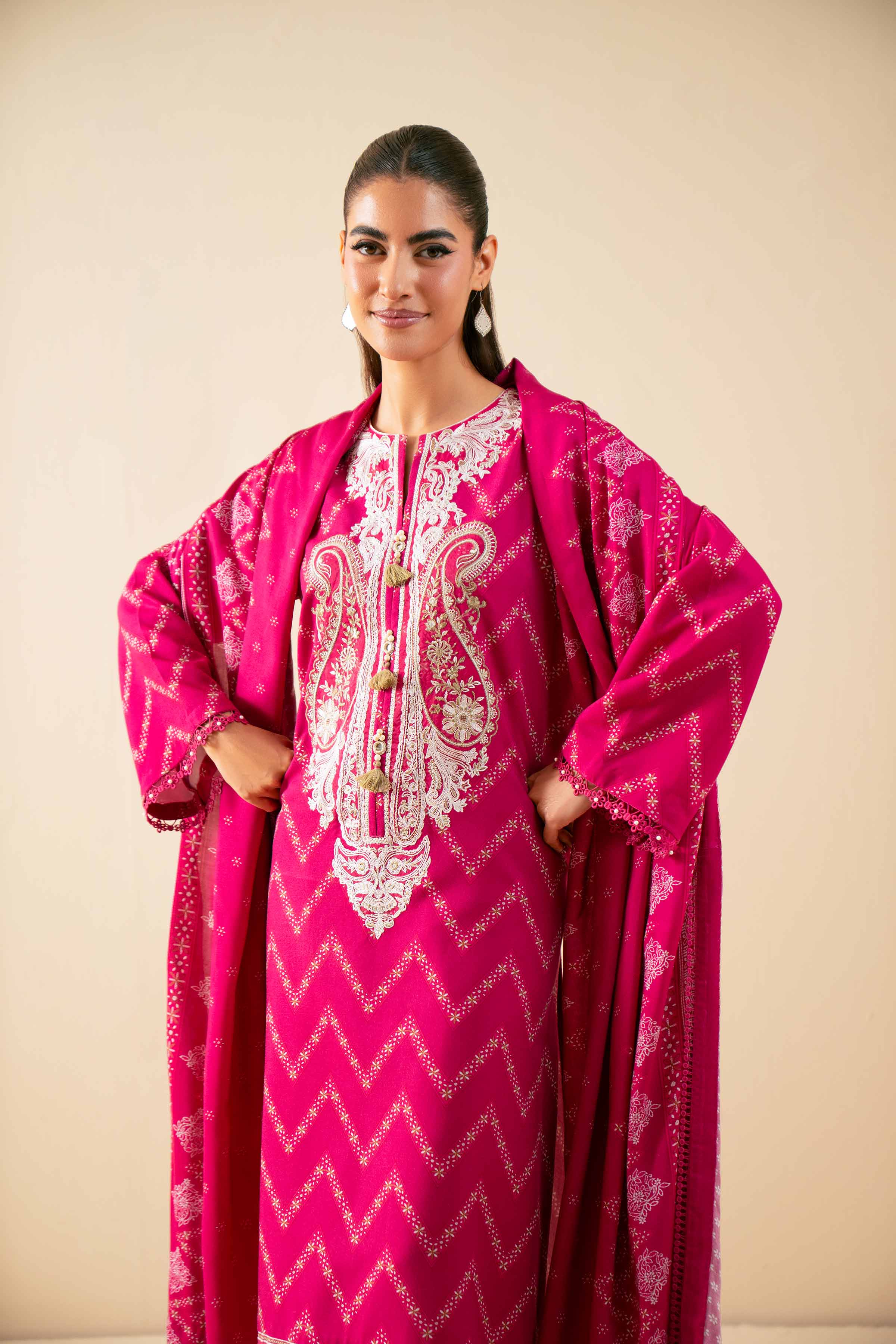 3 Piece - Printed Embroidered Suit - 42502821 - Image 4