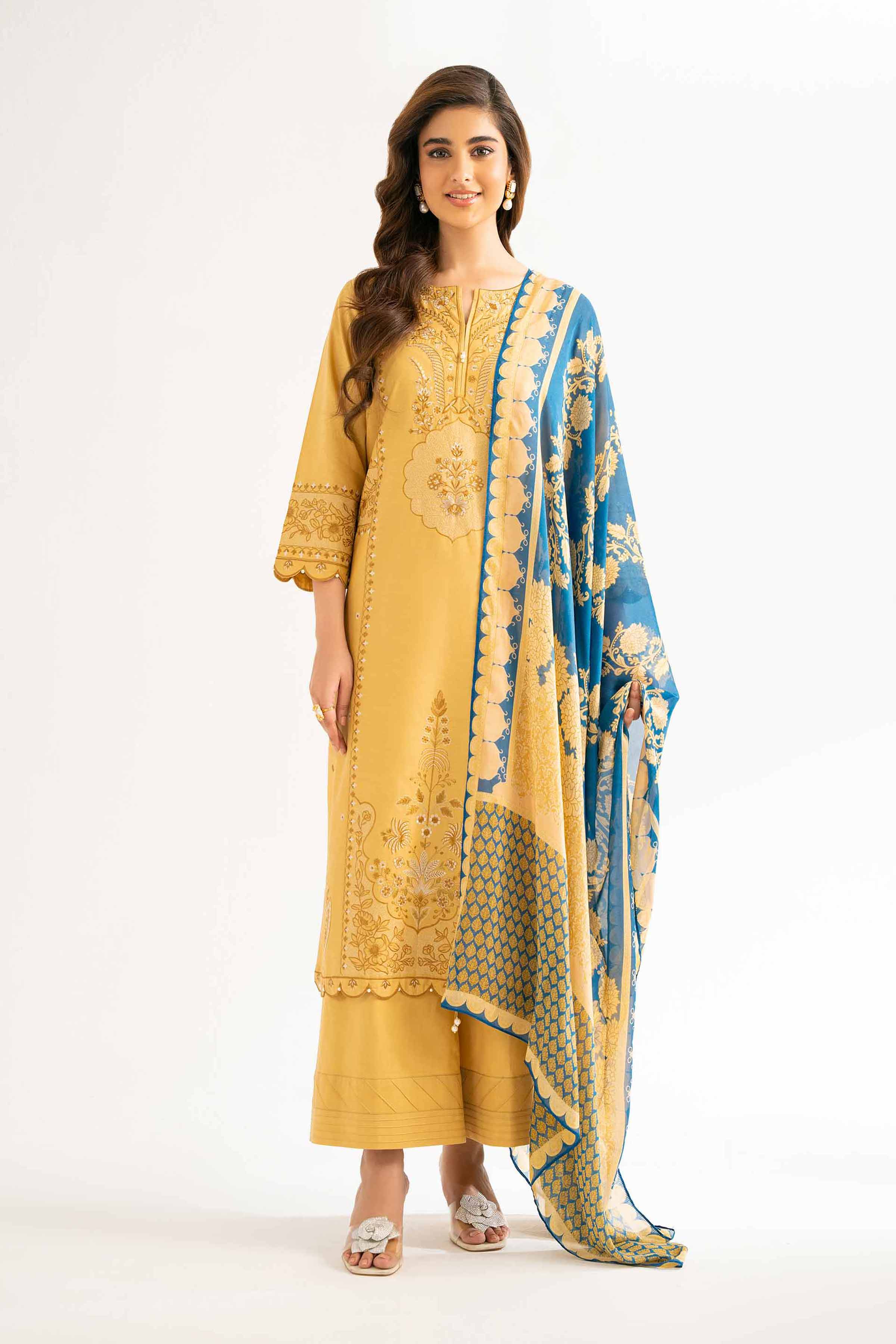 3 Piece - Printed Embroidered Suit - 42519168