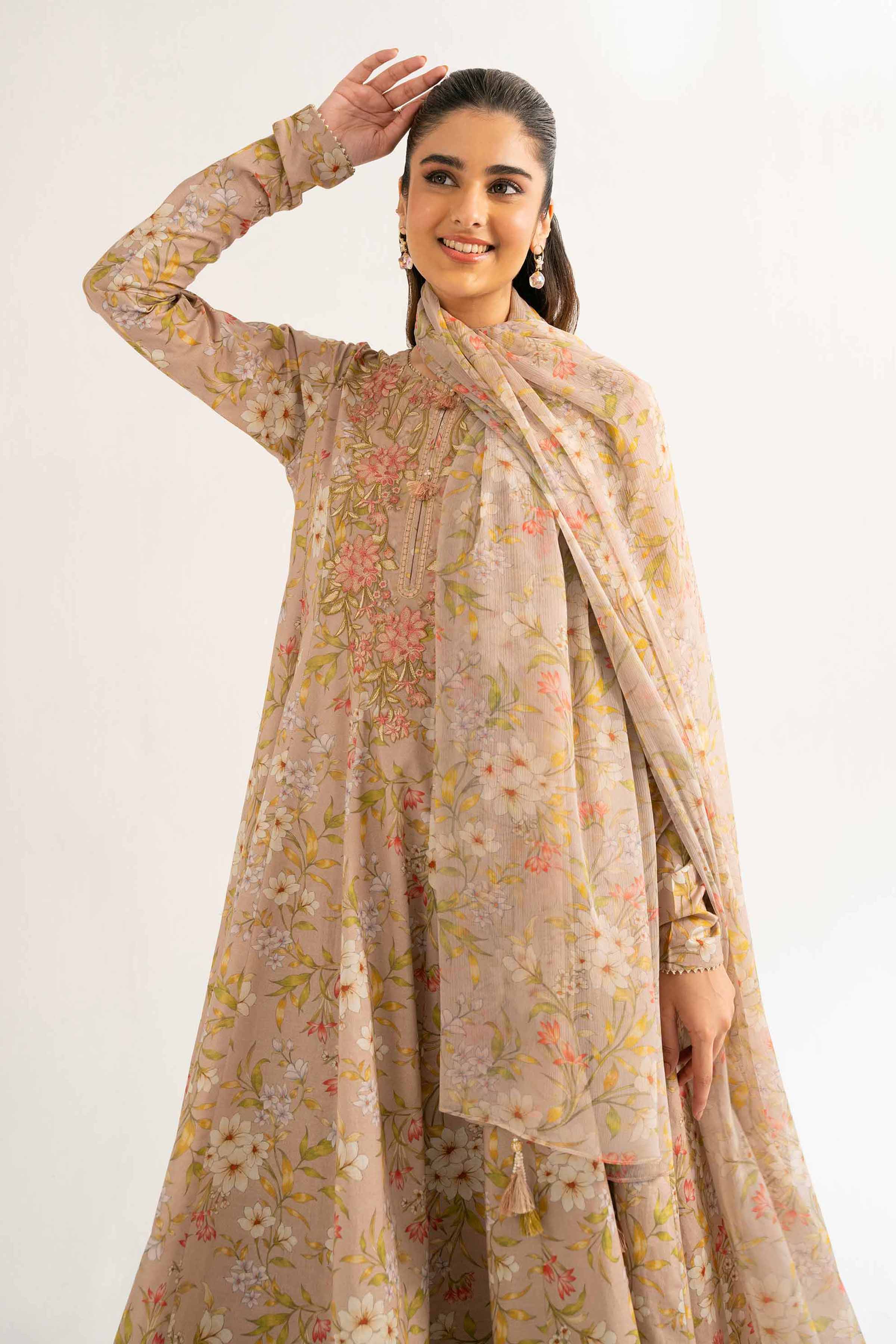3 Piece - Printed Embroidered Suit - 42519402