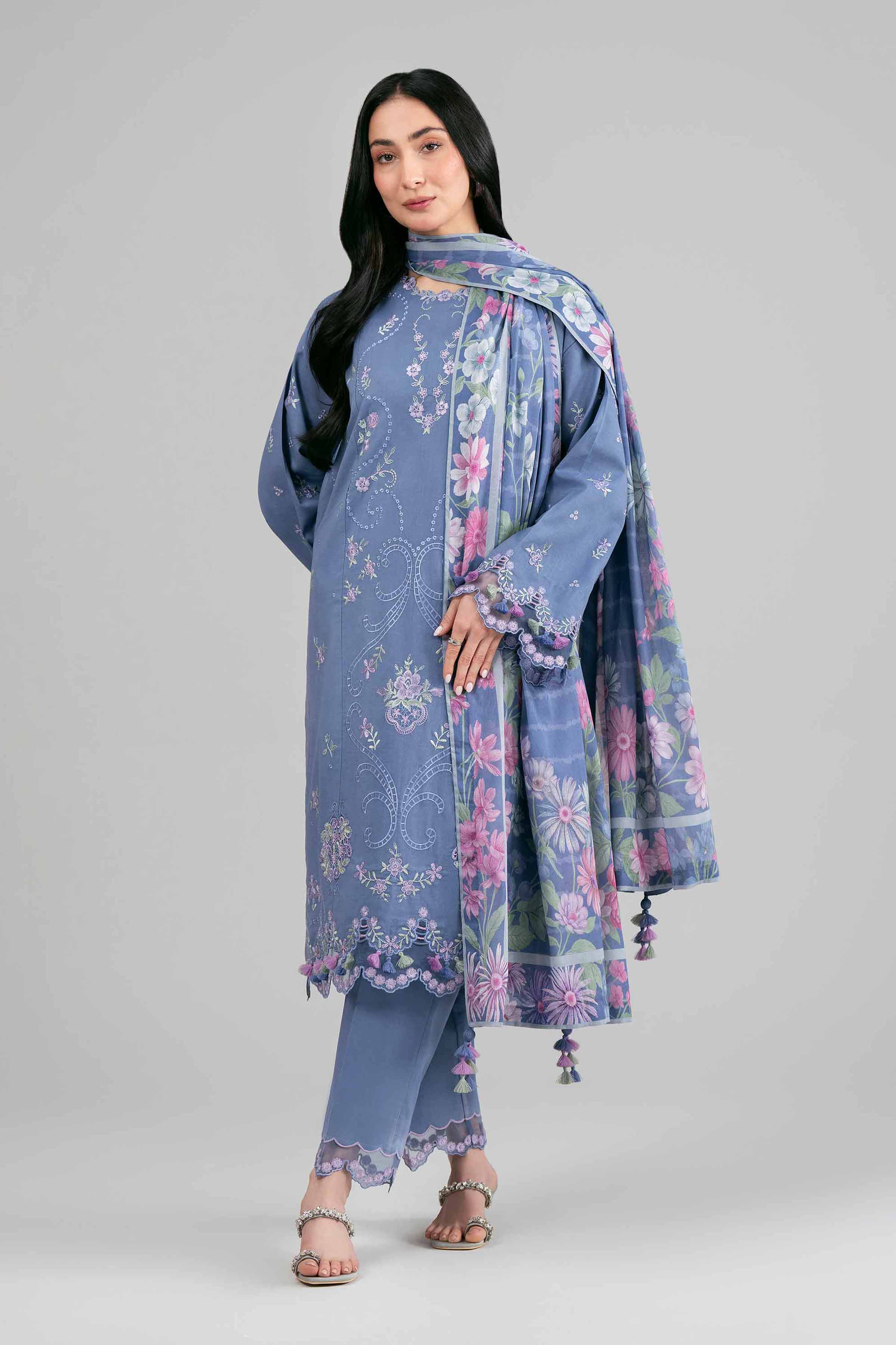 3 Piece - Digital Printed Embroidered Suit - 42601531