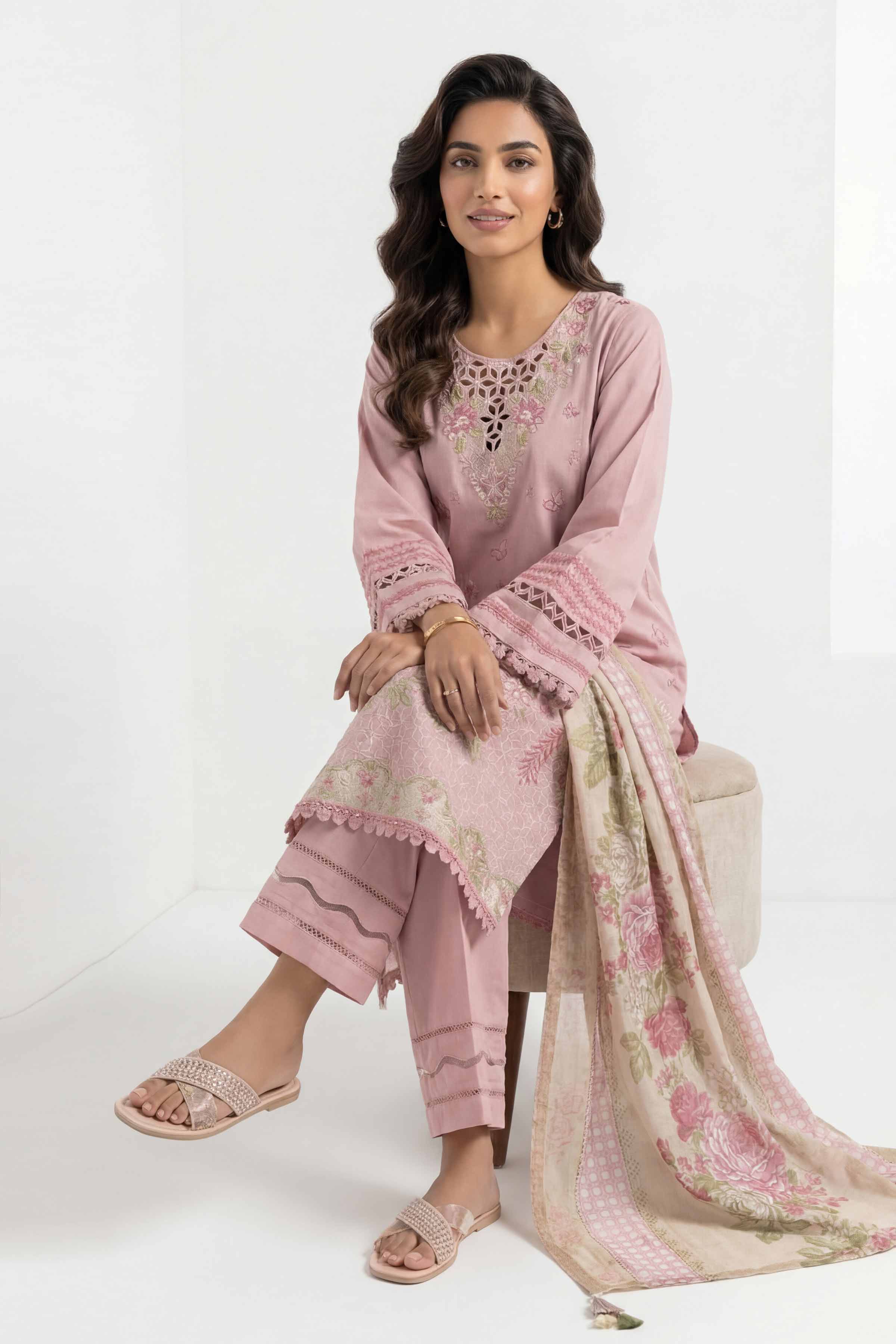 3 Piece - Printed Embroidered Suit - 42601537 - Image 4