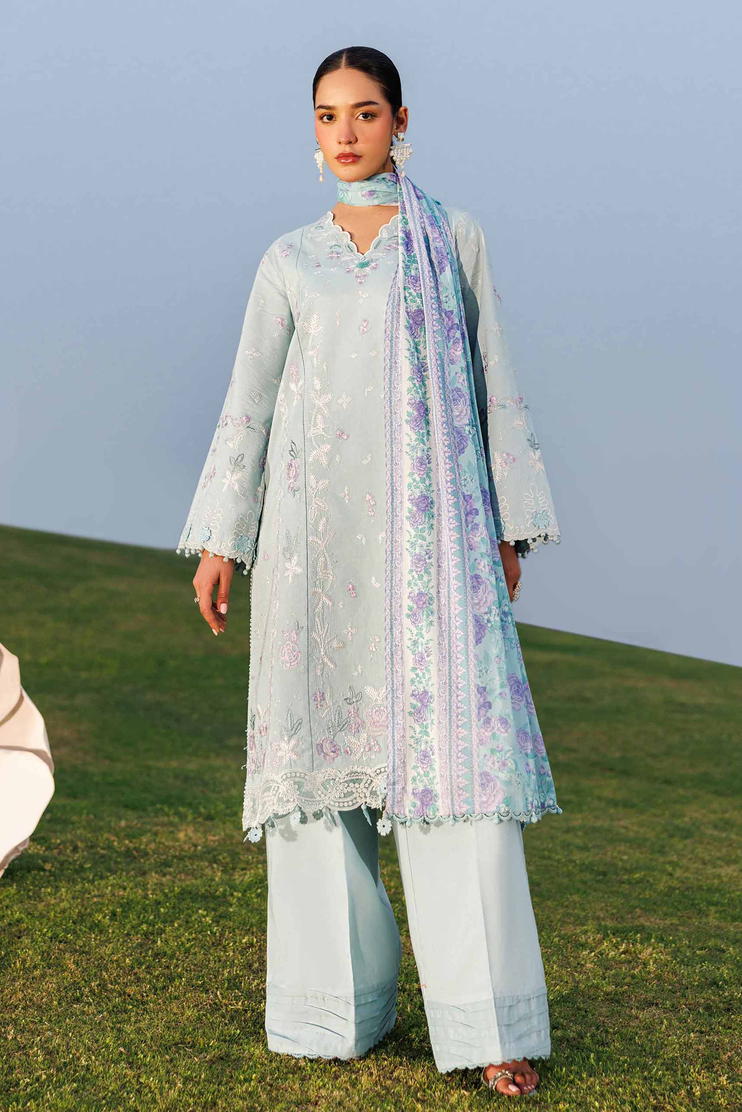 3 Piece - Printed Embroidered Suit - 42601541