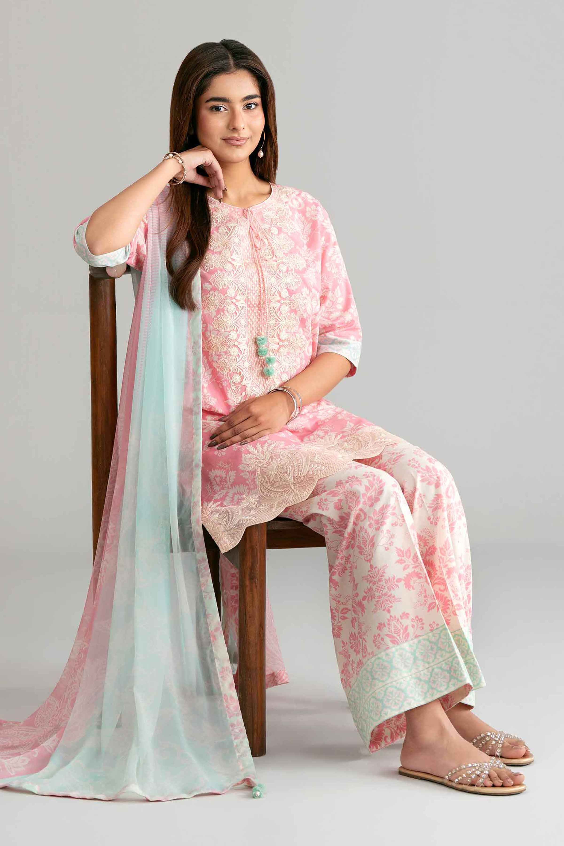 3 Piece - Digital Printed Embroidered Suit - 42601573 - Image 2