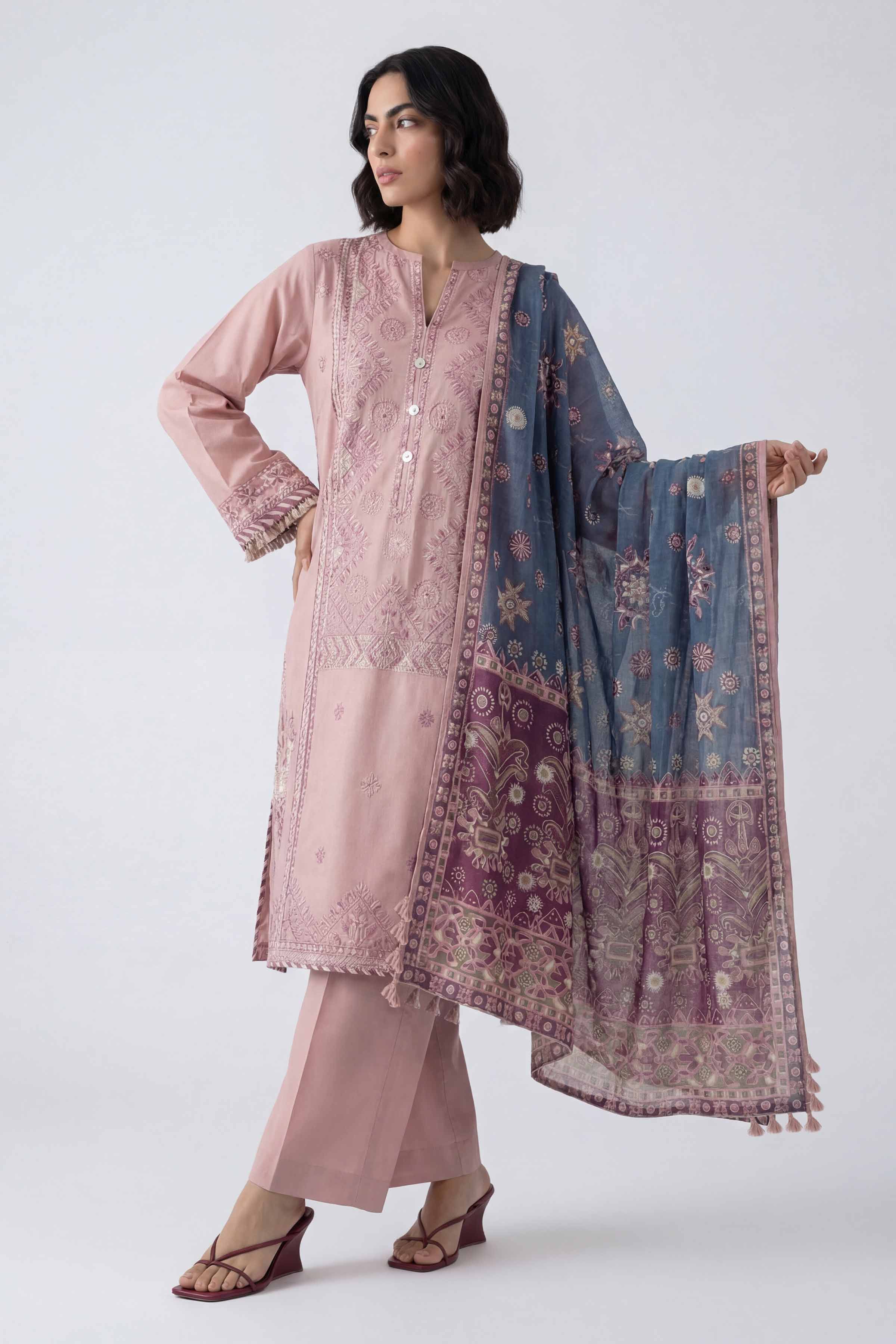 3 Piece - Digital Printed Embroidered Suit - 42601734 - Image 5