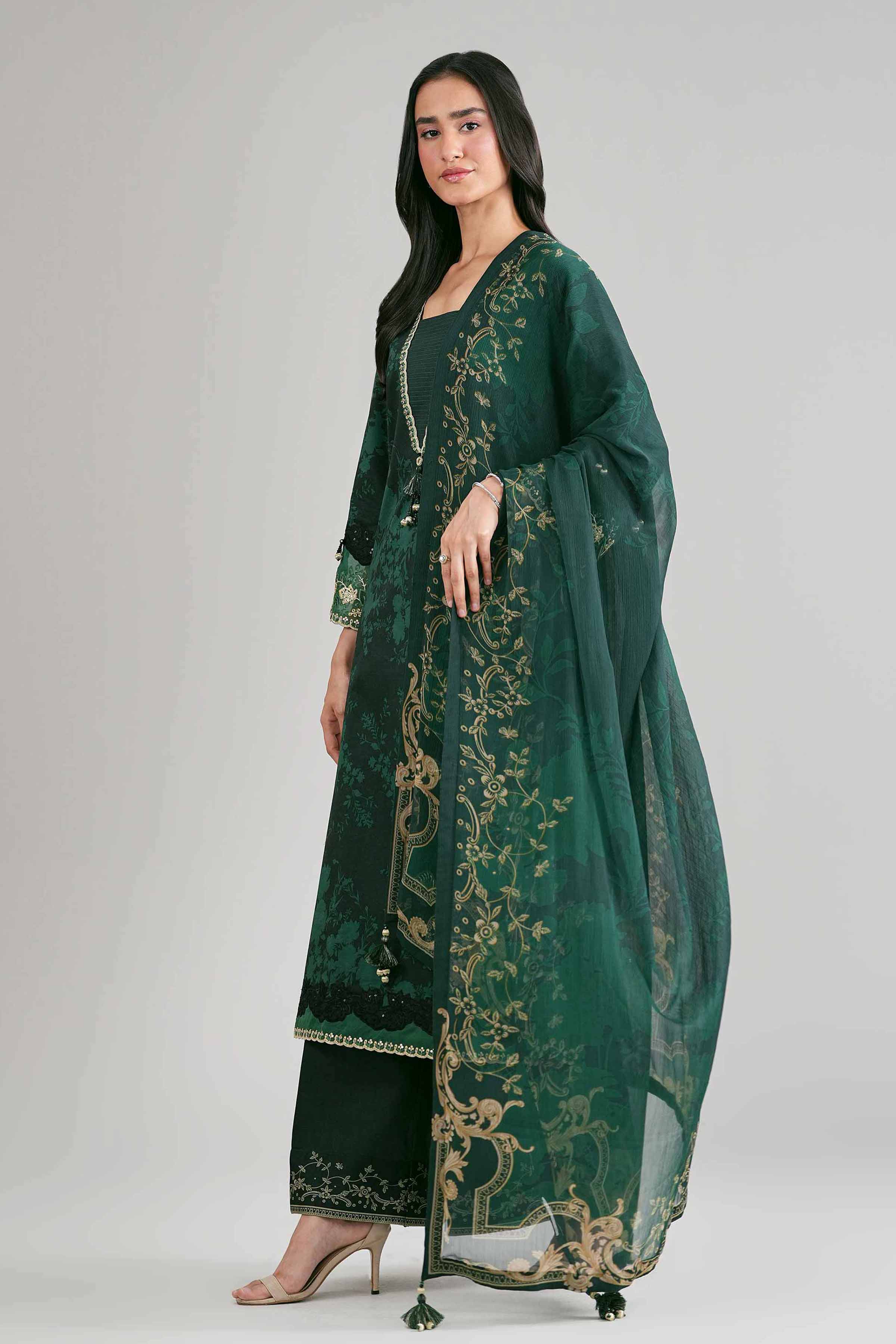 3 Piece - Digital Printed Embroidered Suit - 42601747 - Image 4
