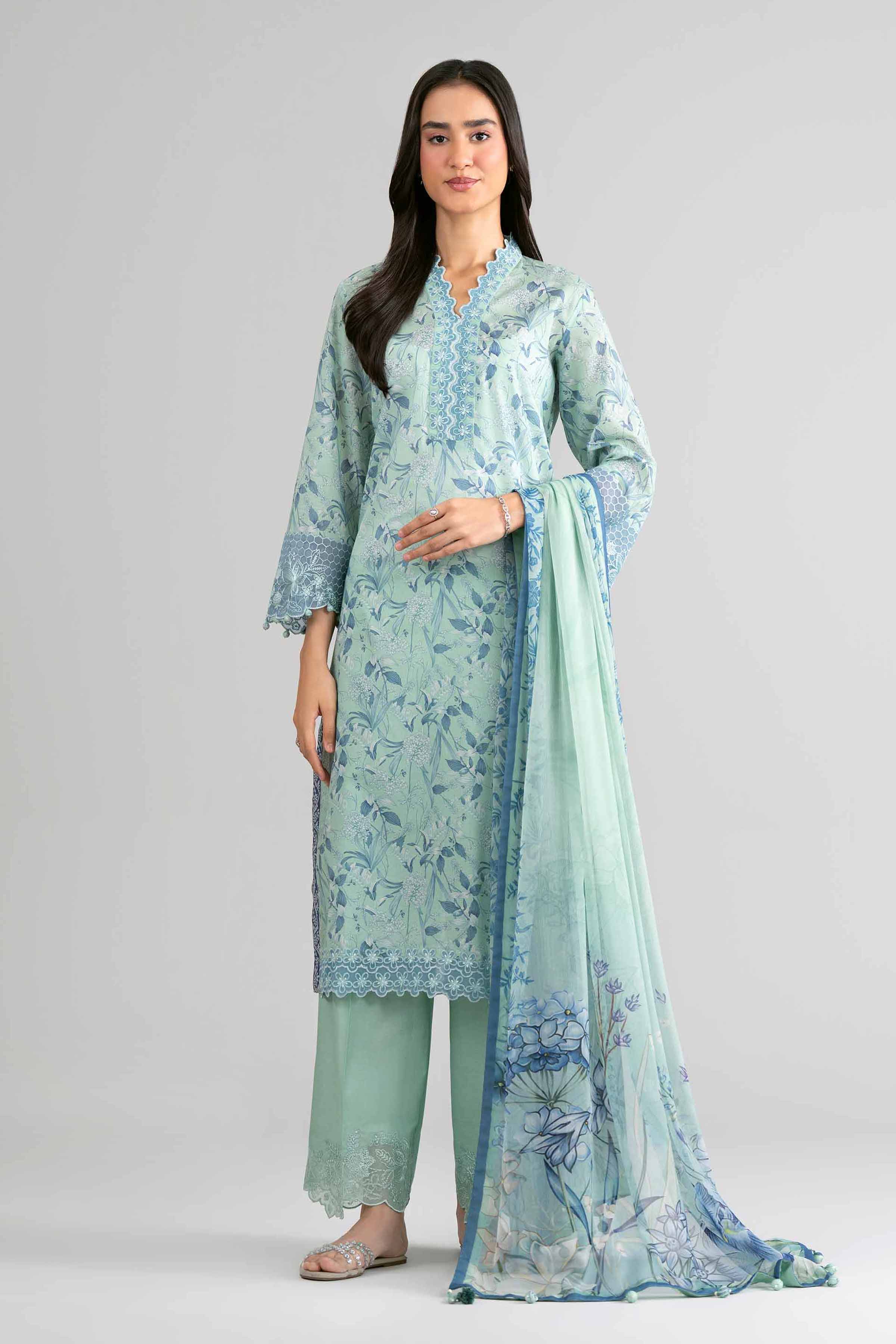 3 Piece - Digital Printed Embroidered Suit - 42601751