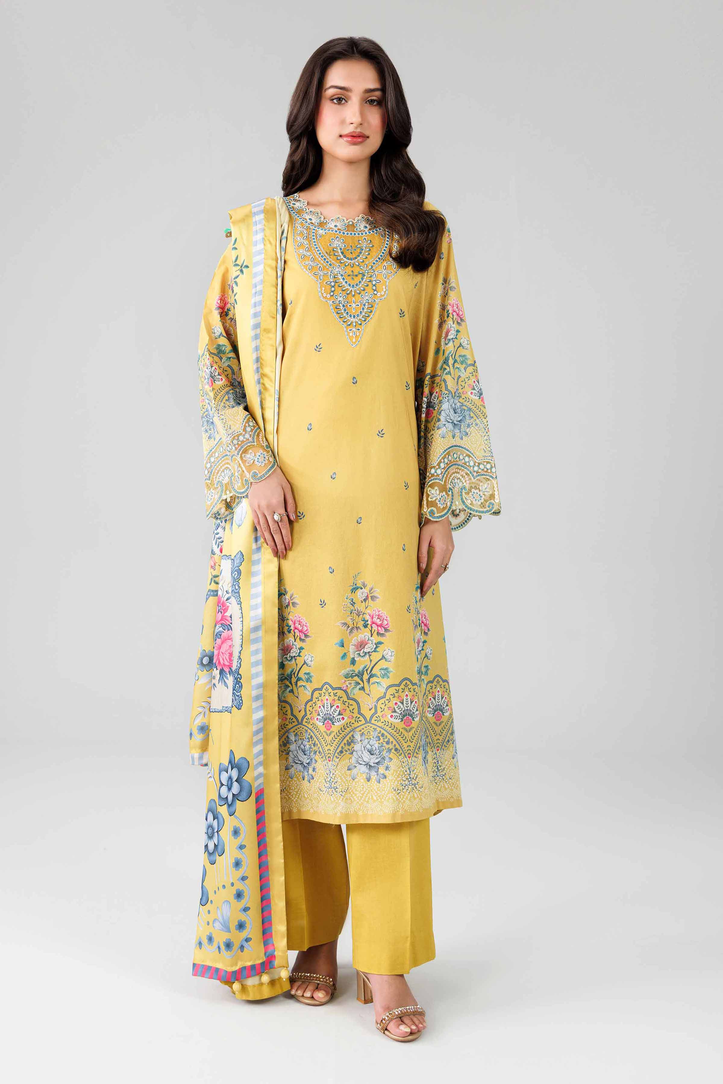 3 Piece - Digital Printed Embroidered Suit - 42601796