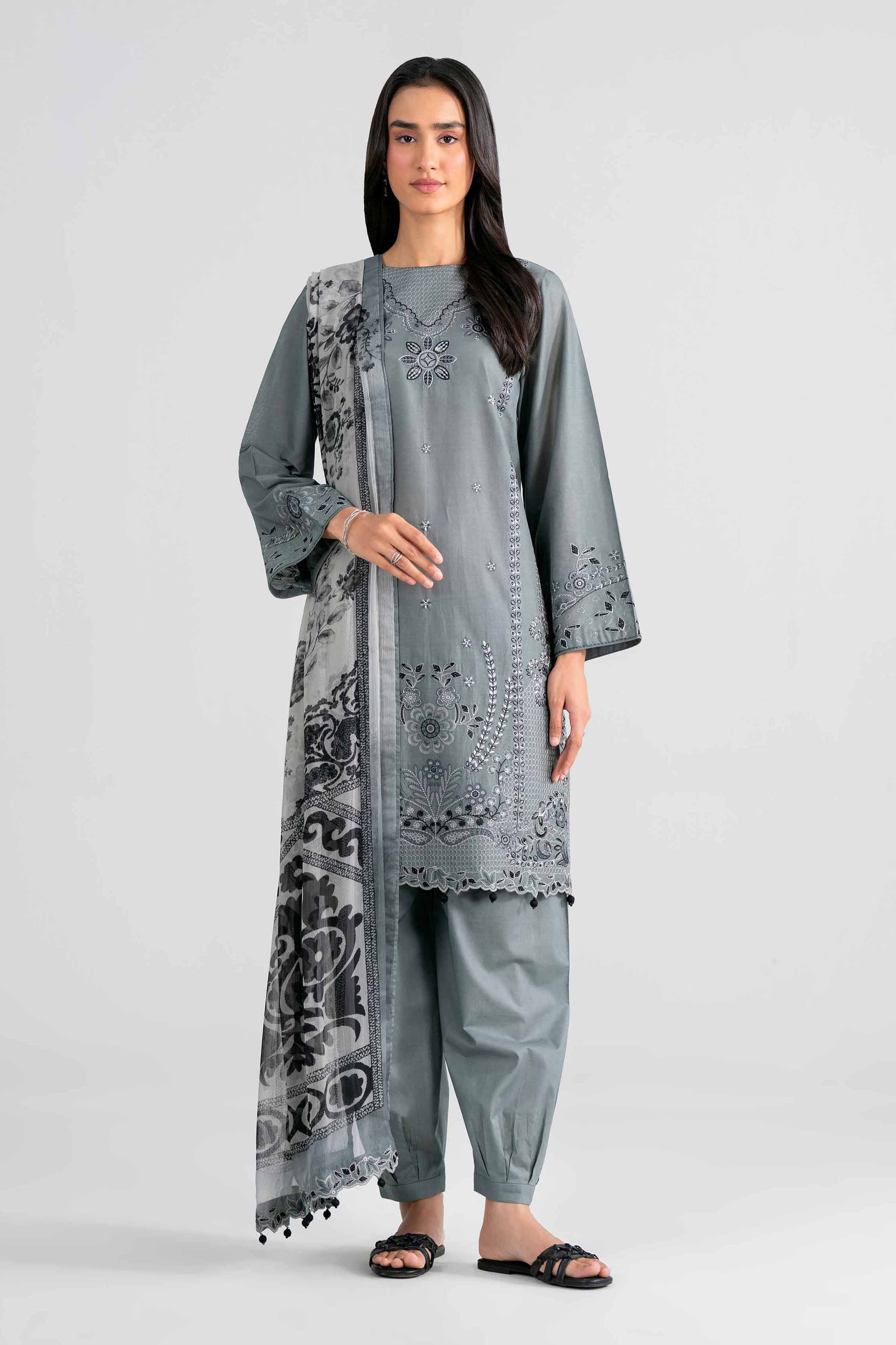 3 Piece - Digital Printed Embroidered Suit - 42601987