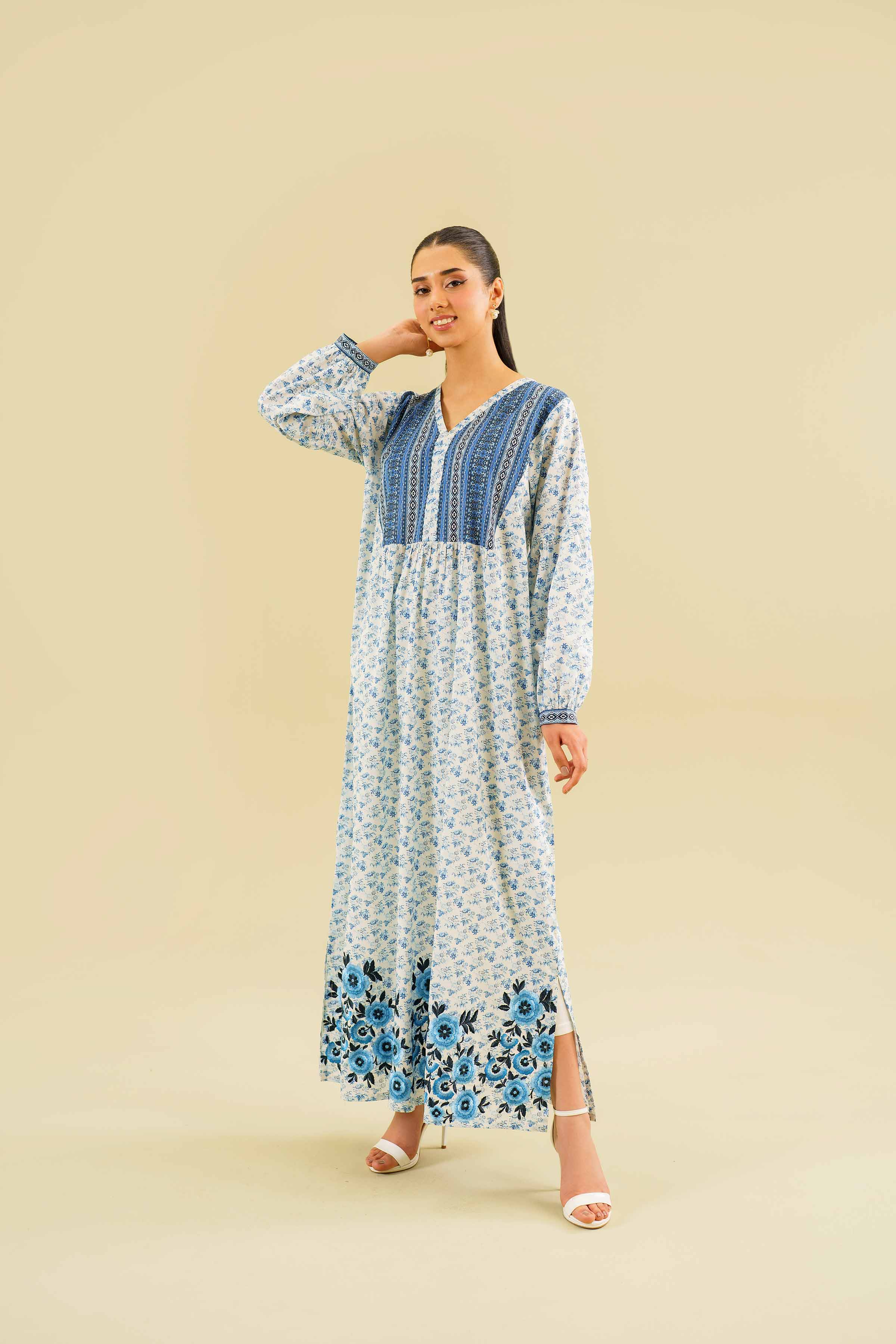Printed Embroidered Long Dress - FE24-54 - Image 5