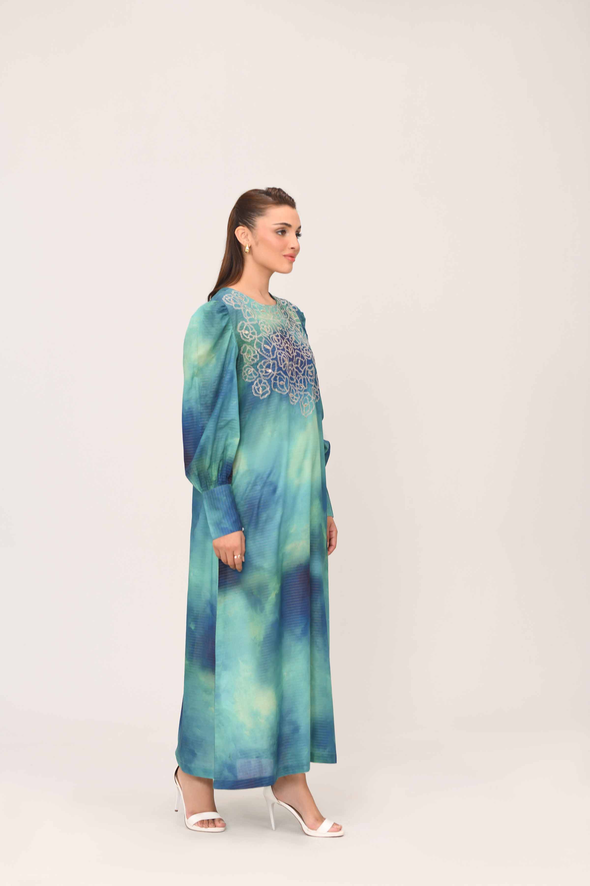 Printed Embroidered Dress - FE25-06 - Image 4