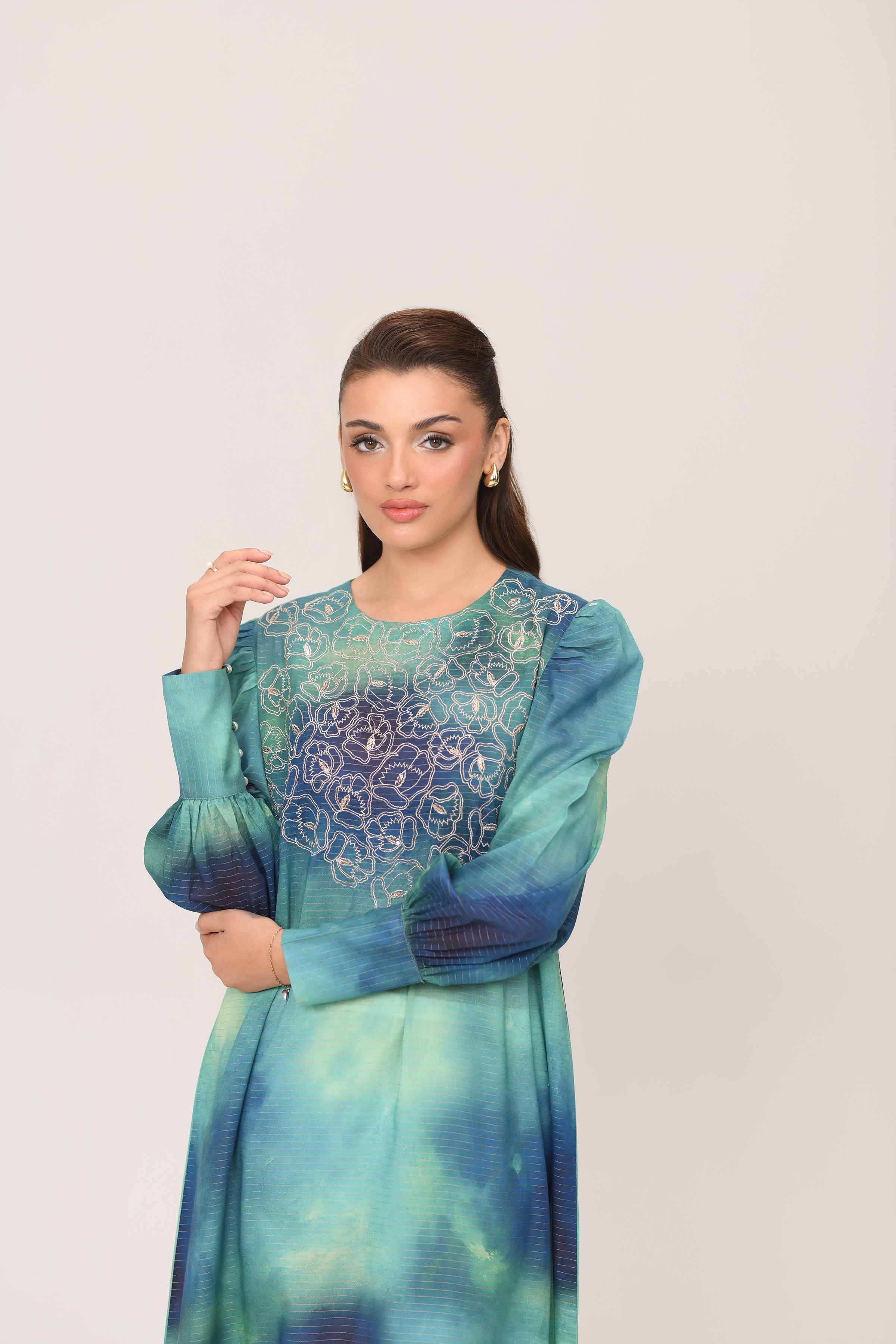 Printed Embroidered Dress - FE25-06 - Image 5