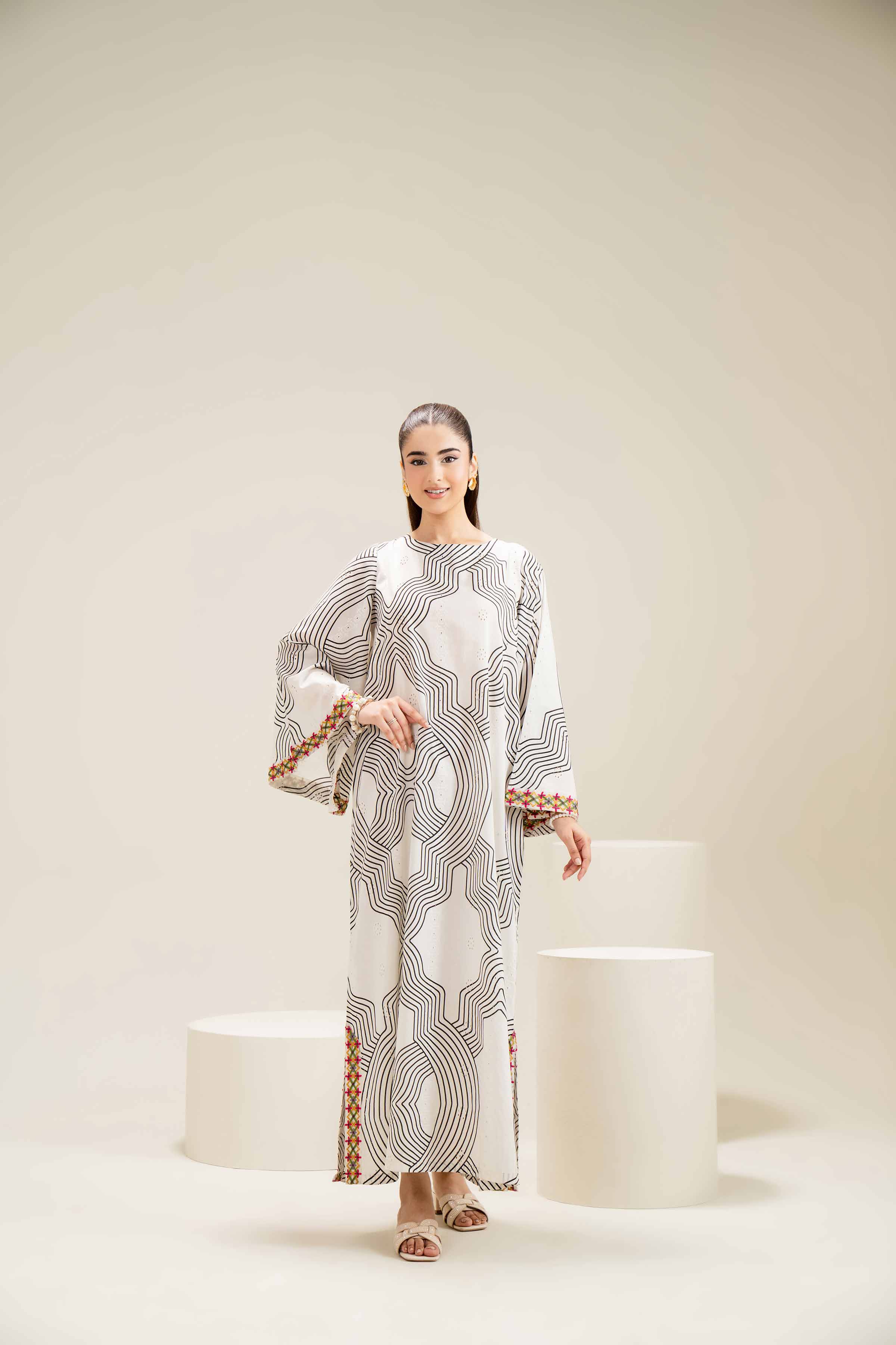 Printed Embroidered Dress - FE25-94 - Image 4
