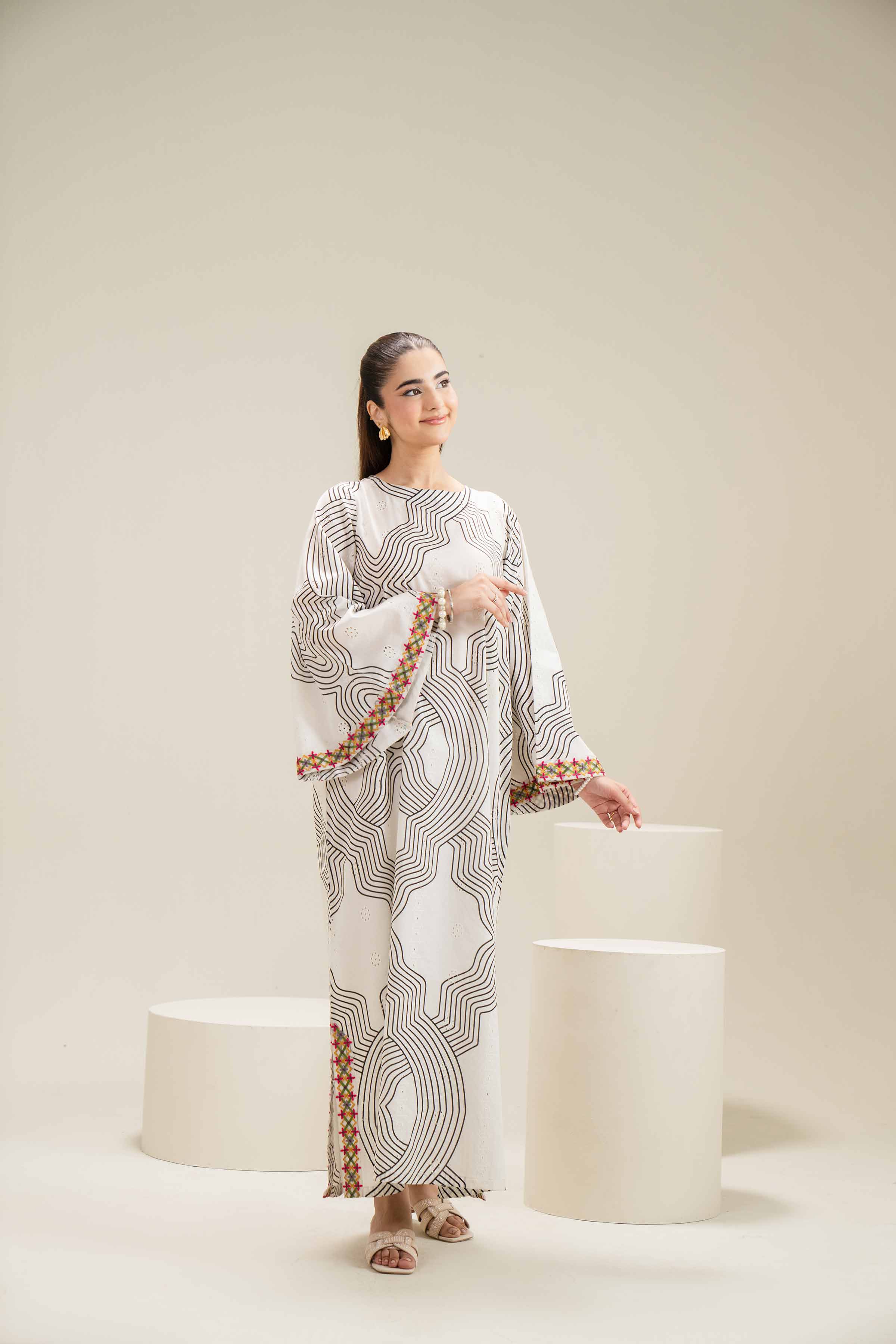 Printed Embroidered Dress - FE25-94 - Image 5