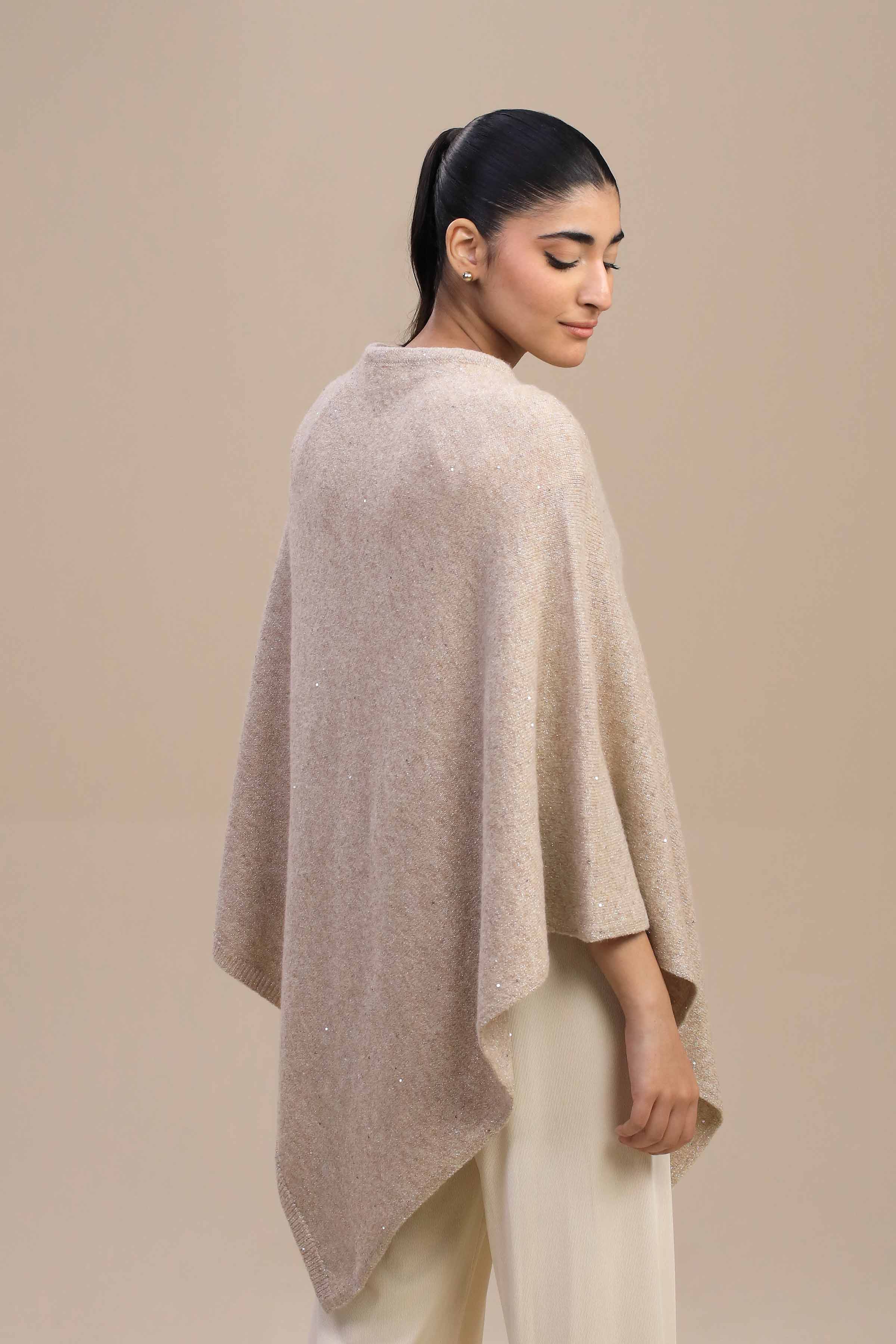 Beige Cape Shawl-446152118 - Image 6