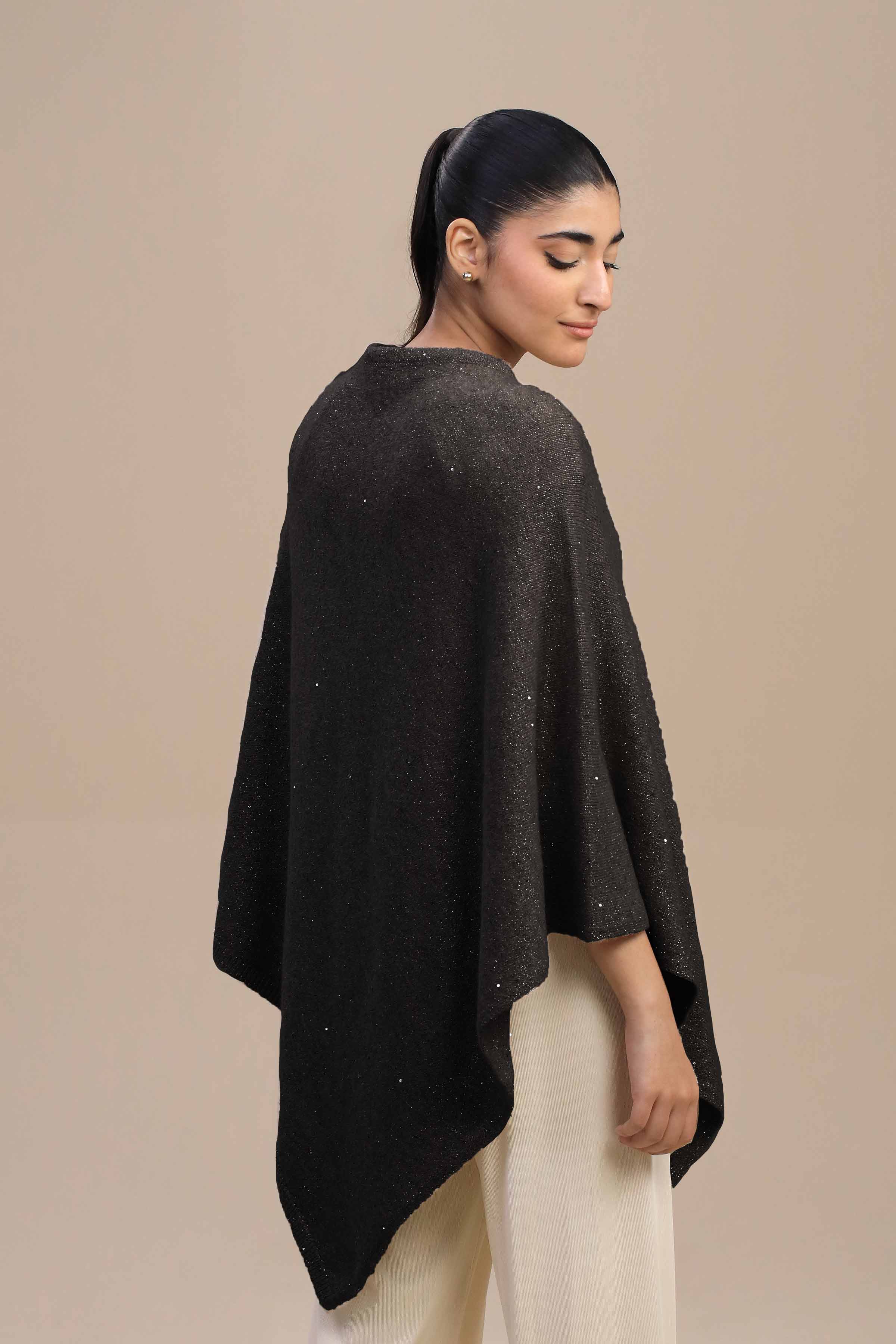 Black Cape Shawl-446152103 - Image 3
