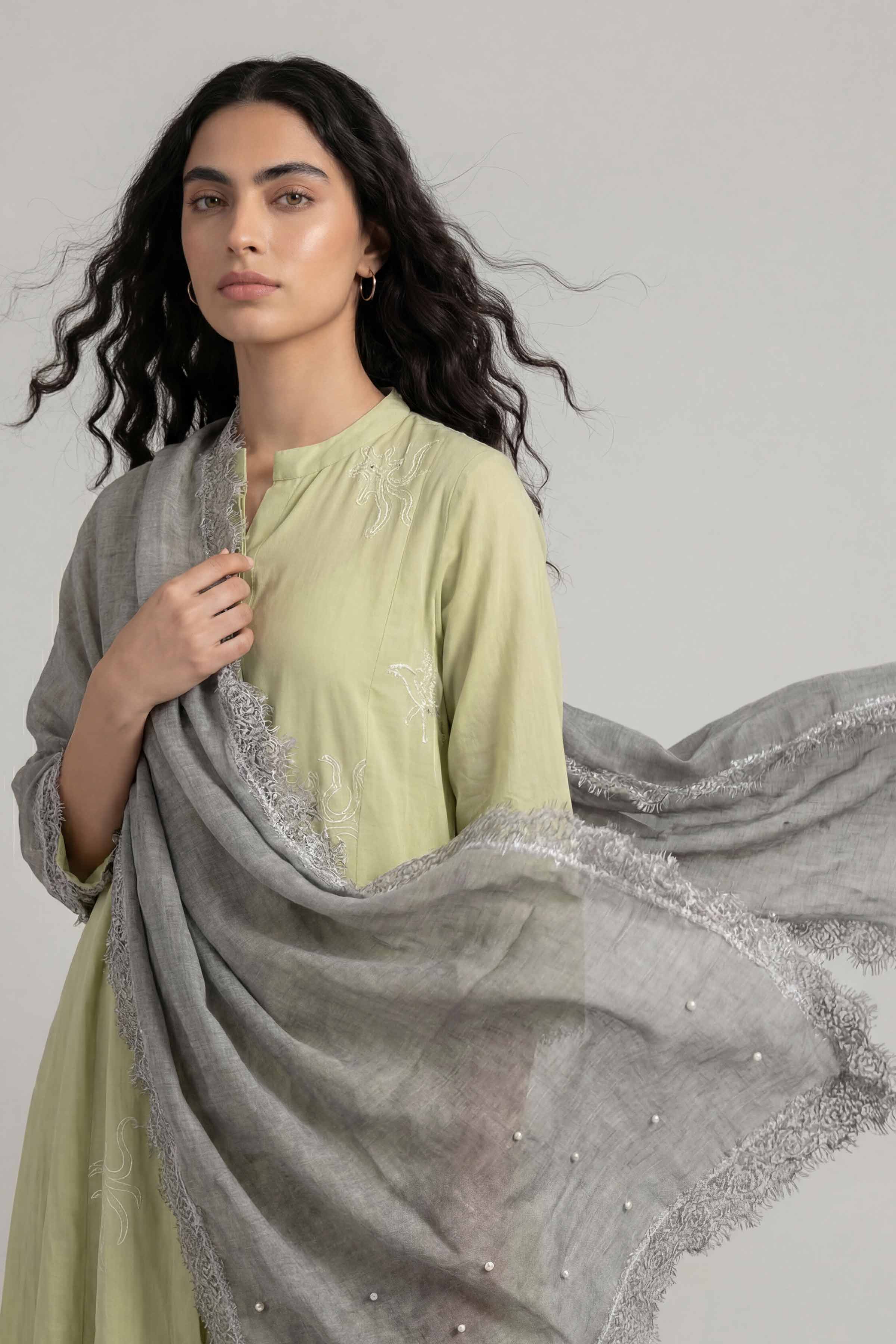 Grey Women Scarf-447912111 - Image 2