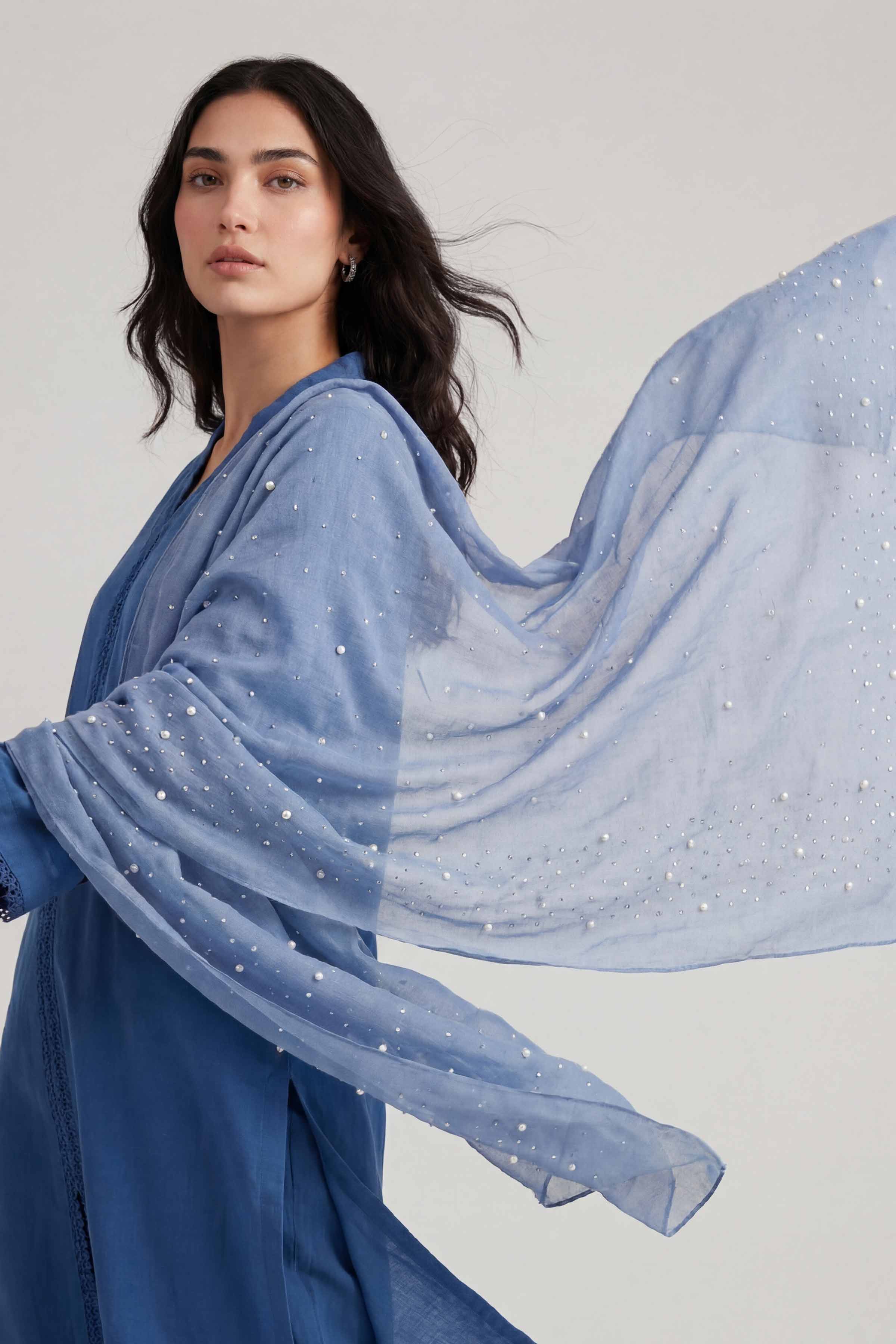 Blue Women Scarf-447932108 - Image 5