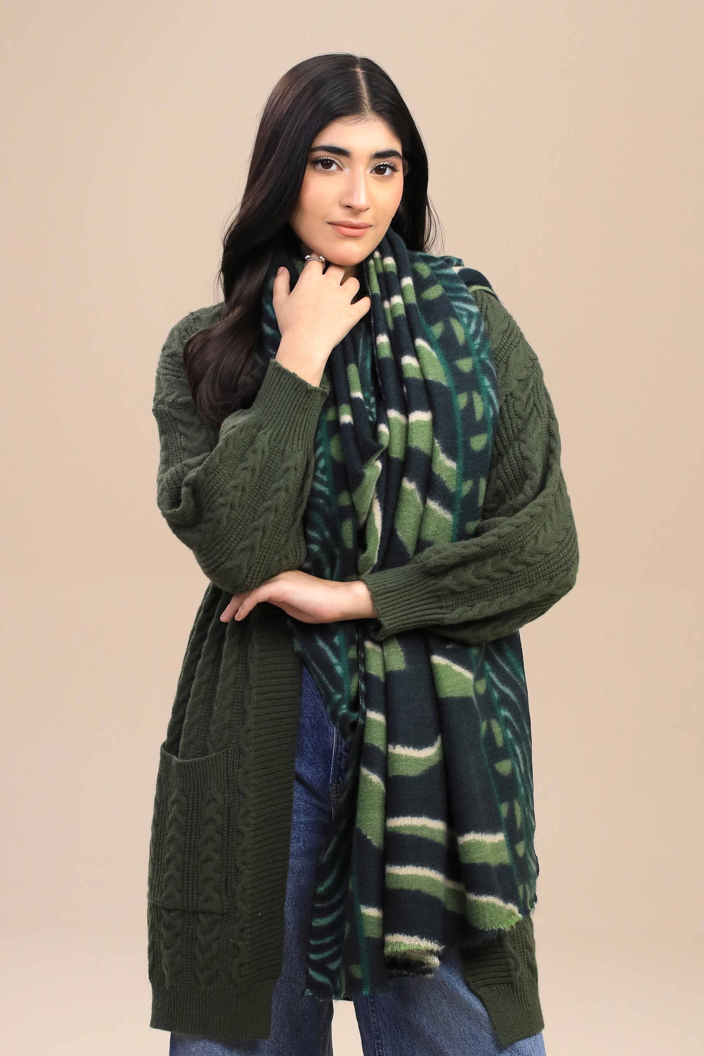 Green Women Shawl-446052104 - Image 4