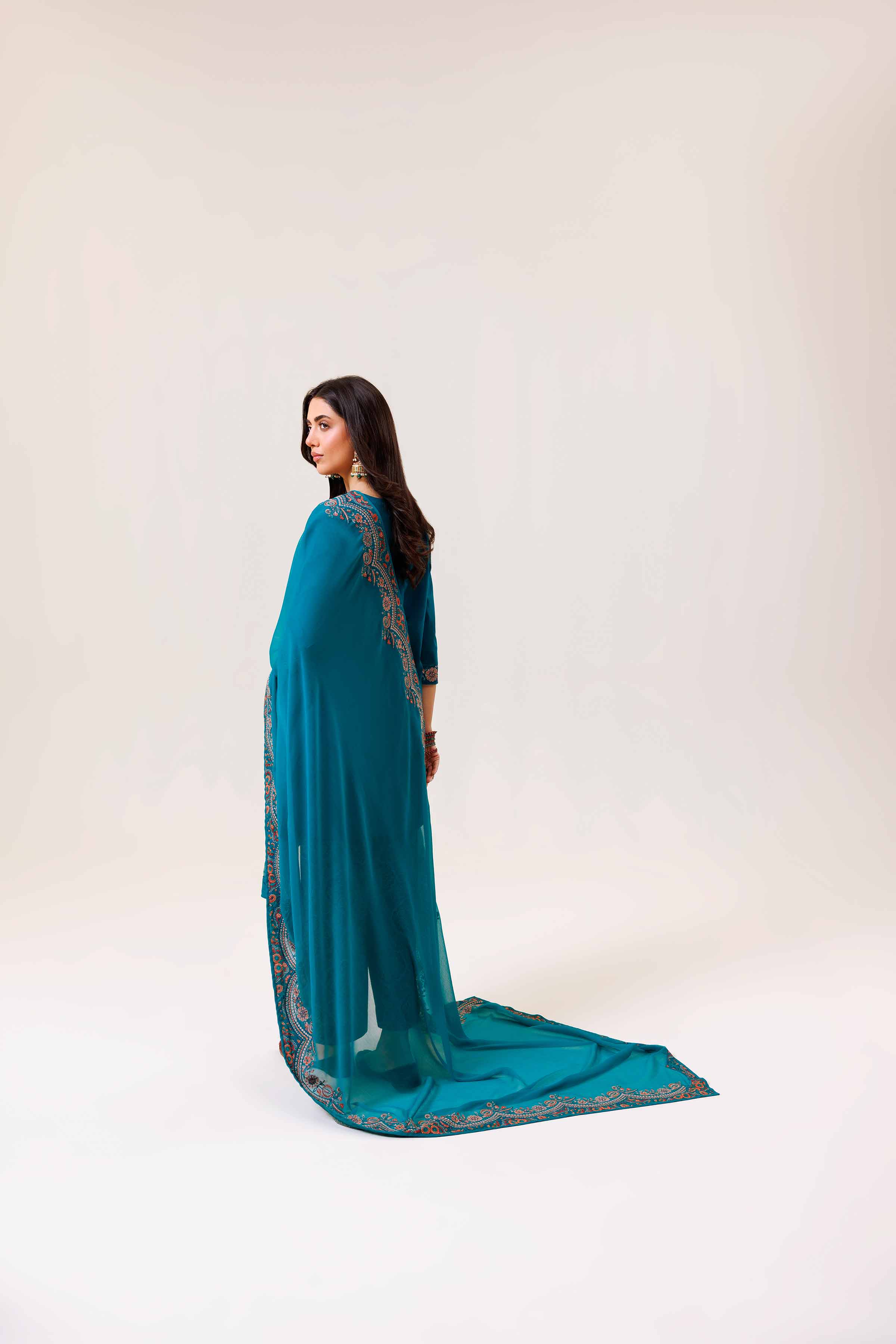 3 Piece - Printed Embroidered Suit - KFE24-112 - Image 3