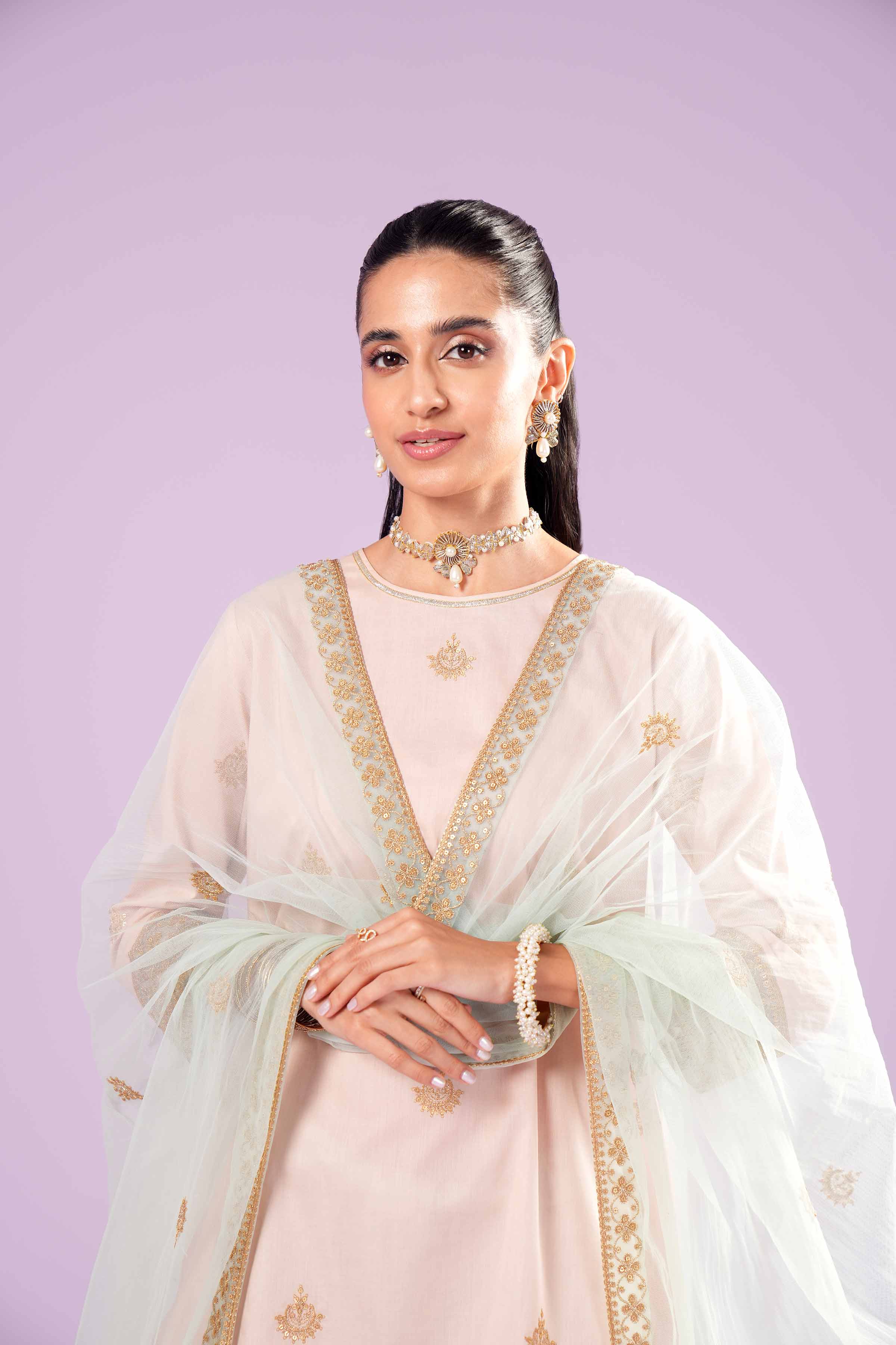 3 Piece - Printed Embroidered Suit - KFE24-75 - Image 8