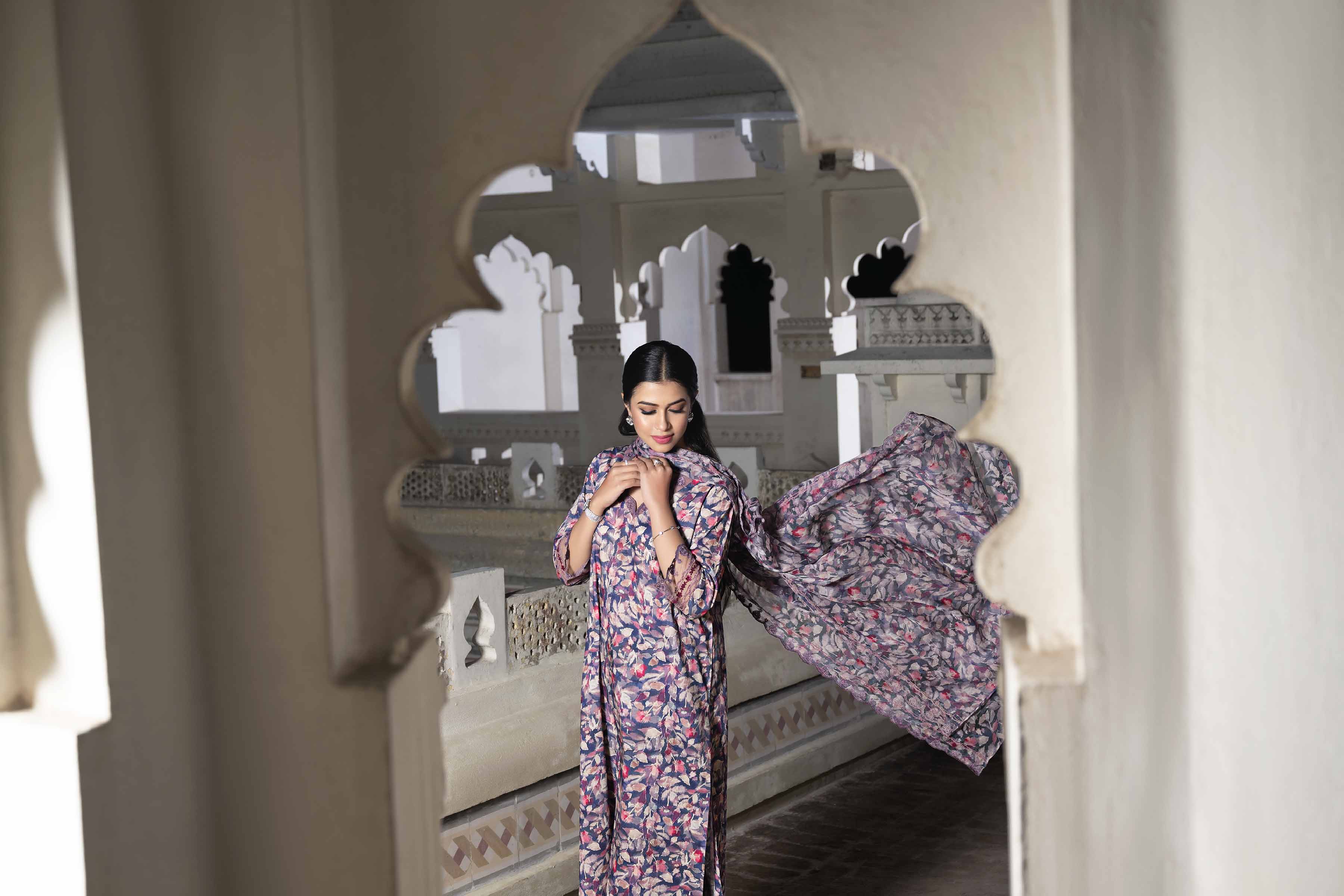 3 Piece - Printed Embroidered Suit - KFE24-77 - Image 3
