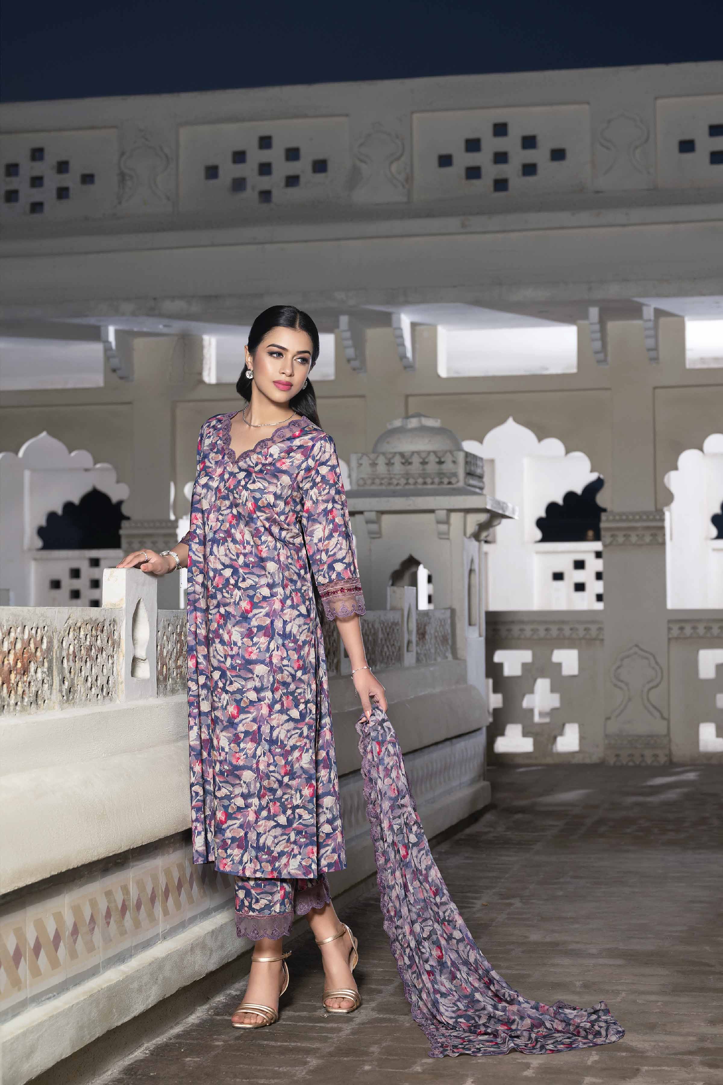 3 Piece - Printed Embroidered Suit - KFE24-77 - Image 4