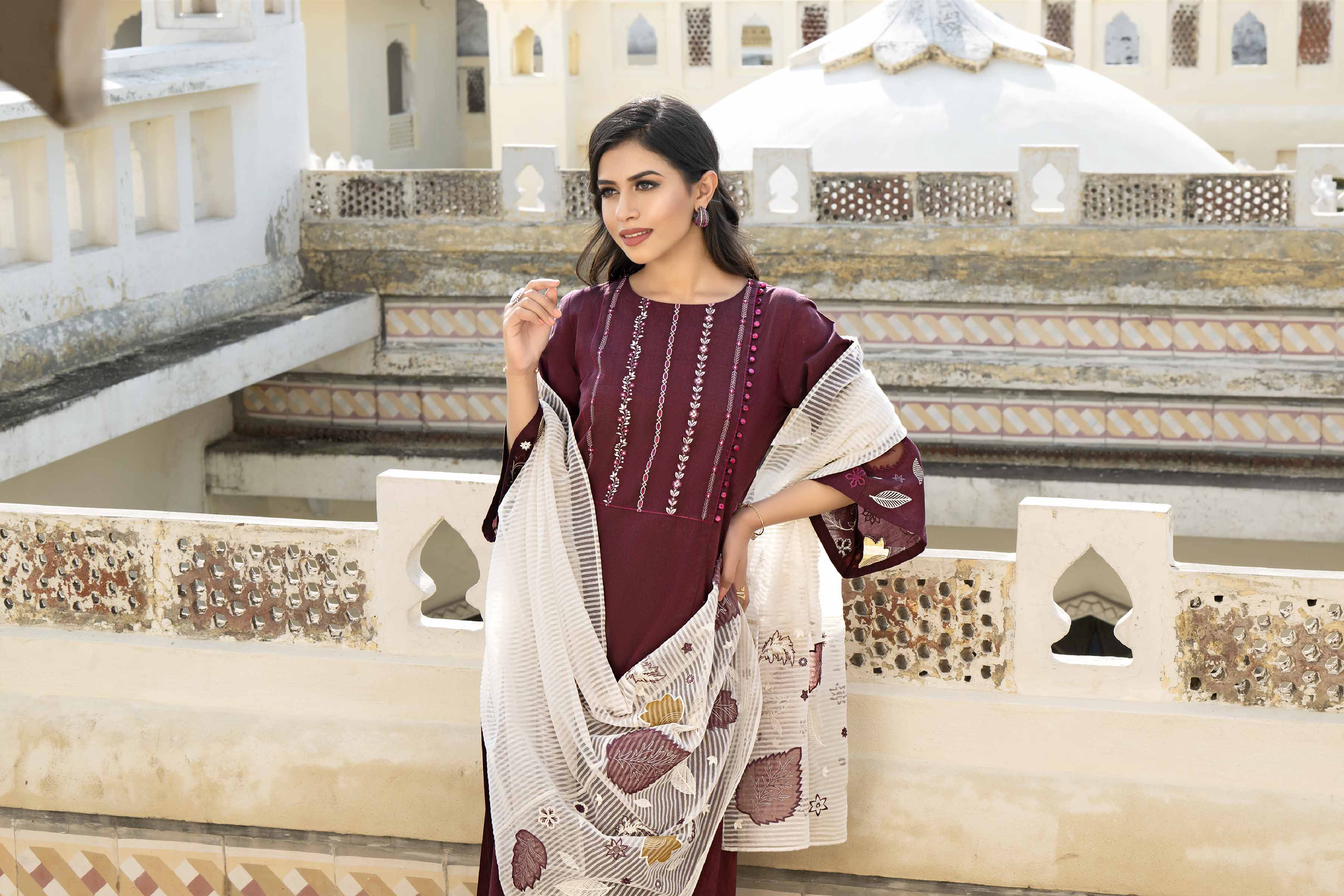 3 Piece - Embroidered Suit - KFE24-90 - Image 4